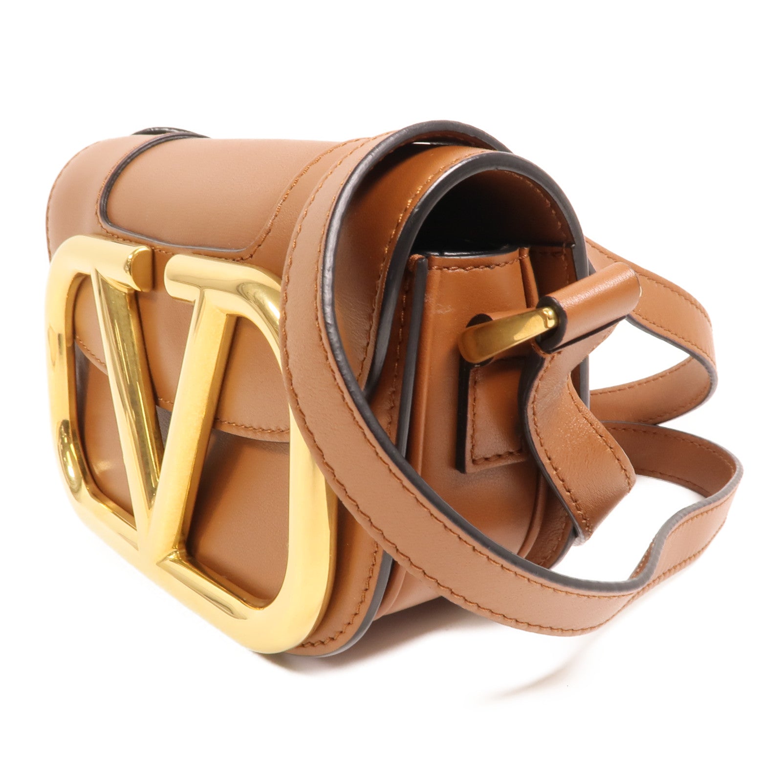 Valentino 牛皮皮革Super V金扣肩背袋