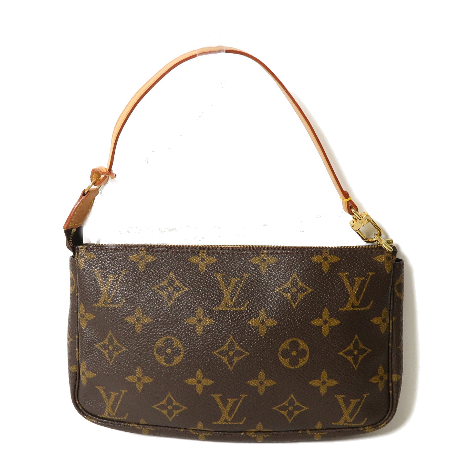 LOUIS VUITTON Monogram Pochette Accessoires金扣手挽袋啡色