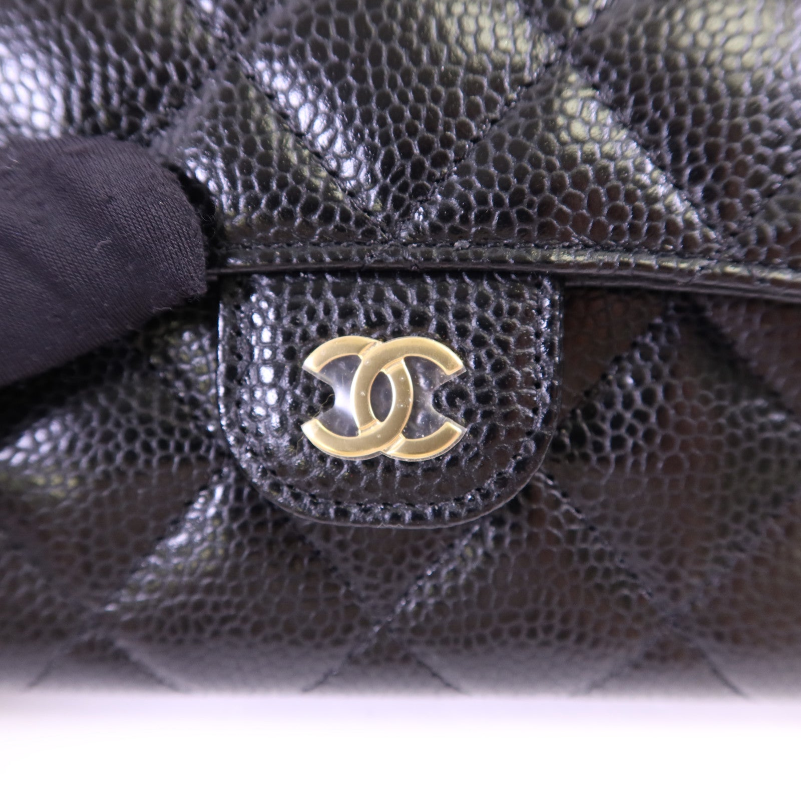 CHANEL 牛皮皮革Matelasse Tri-Fold Wallet金扣長錢包