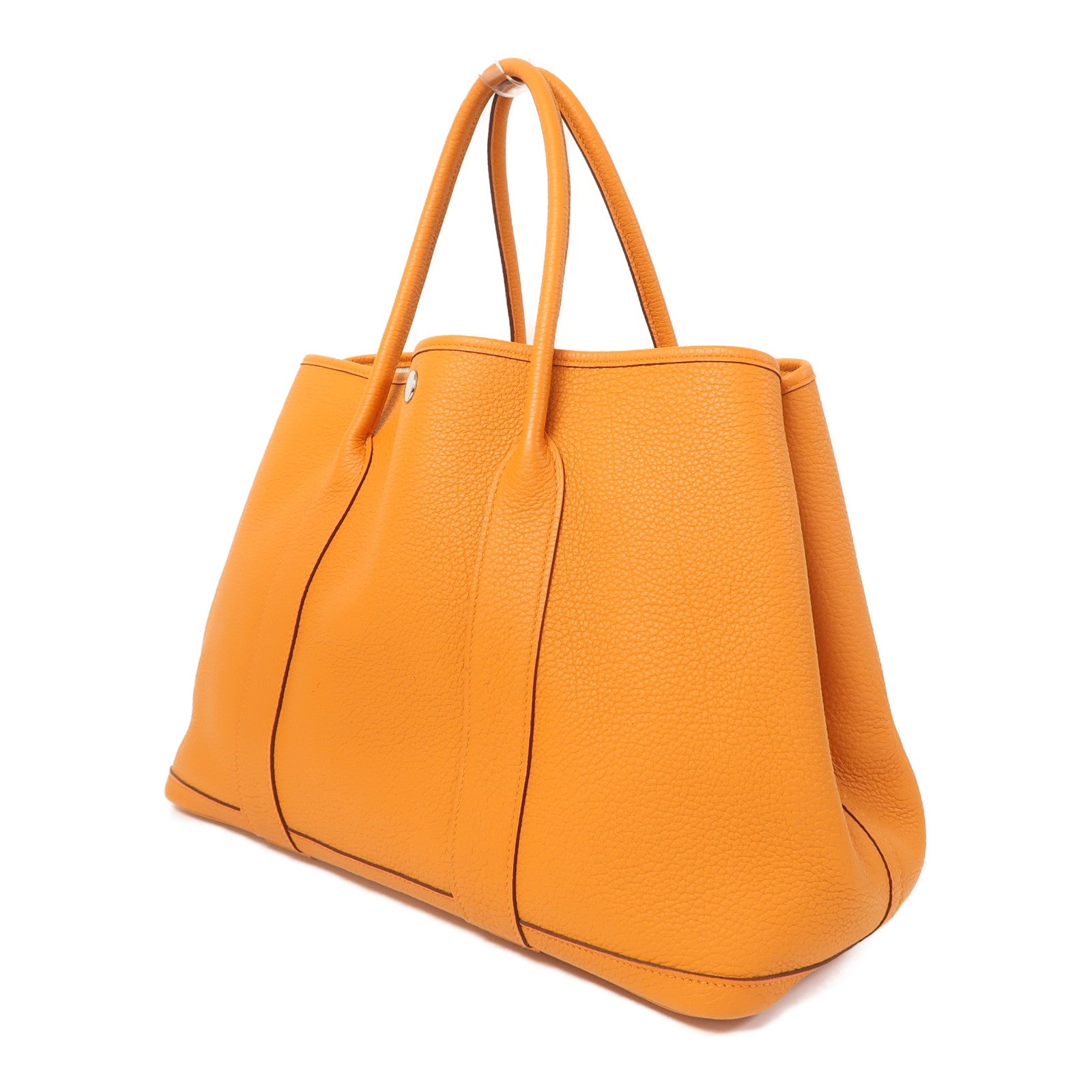 HERMES Negonda皮革GardenParty PM銀扣手挽袋橙色