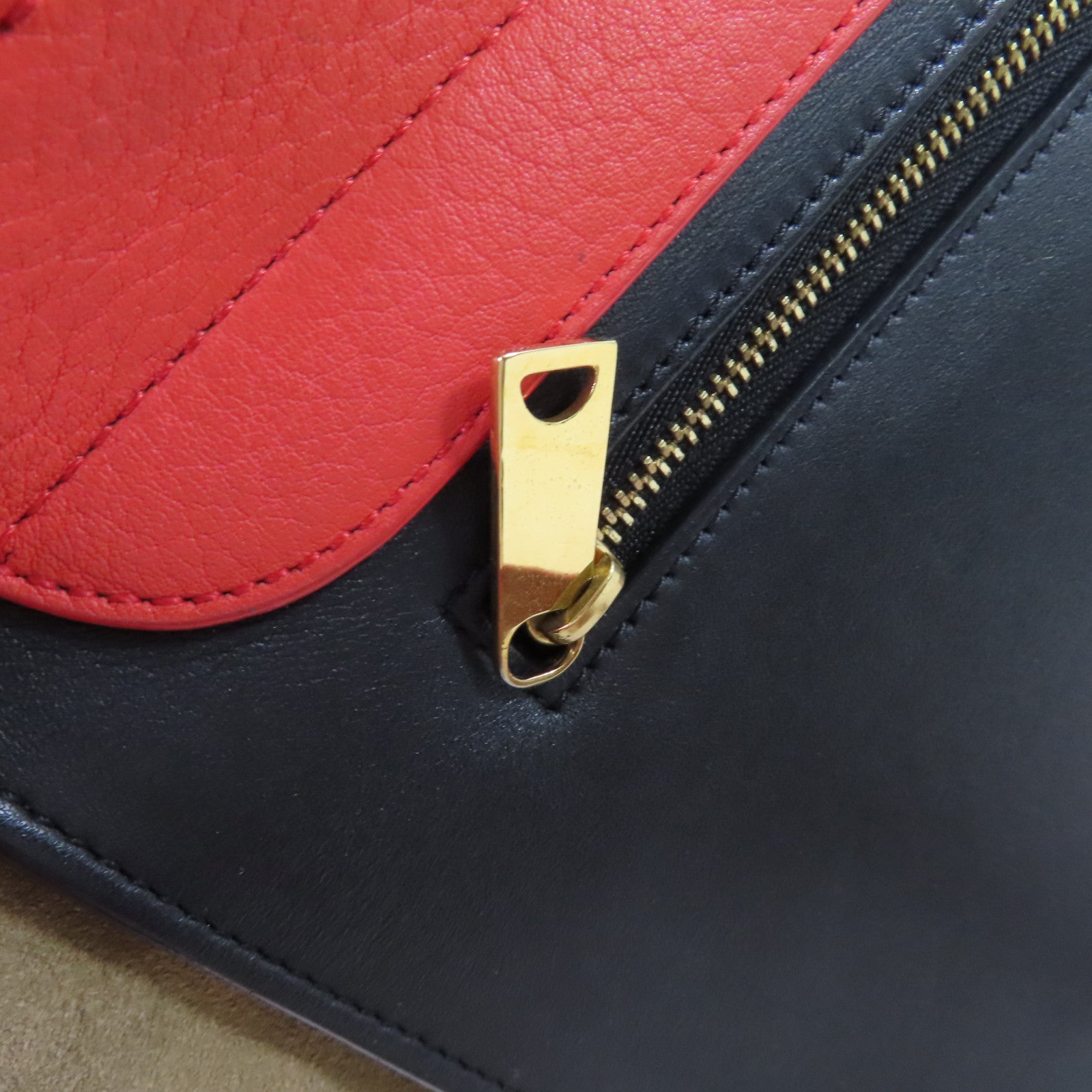 CELINE 牛皮皮革Trapeze 2Way Shoulder Bag金扣手挽肩背兩用袋紅色/黑色/啡色