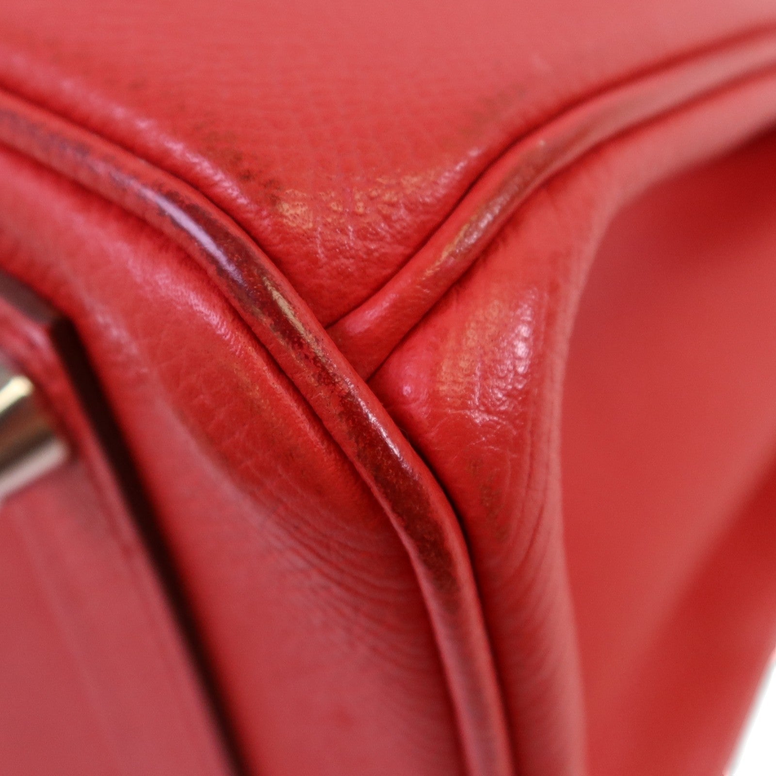 HERMES Epsom皮革Birkin 30銀扣手挽袋紅色