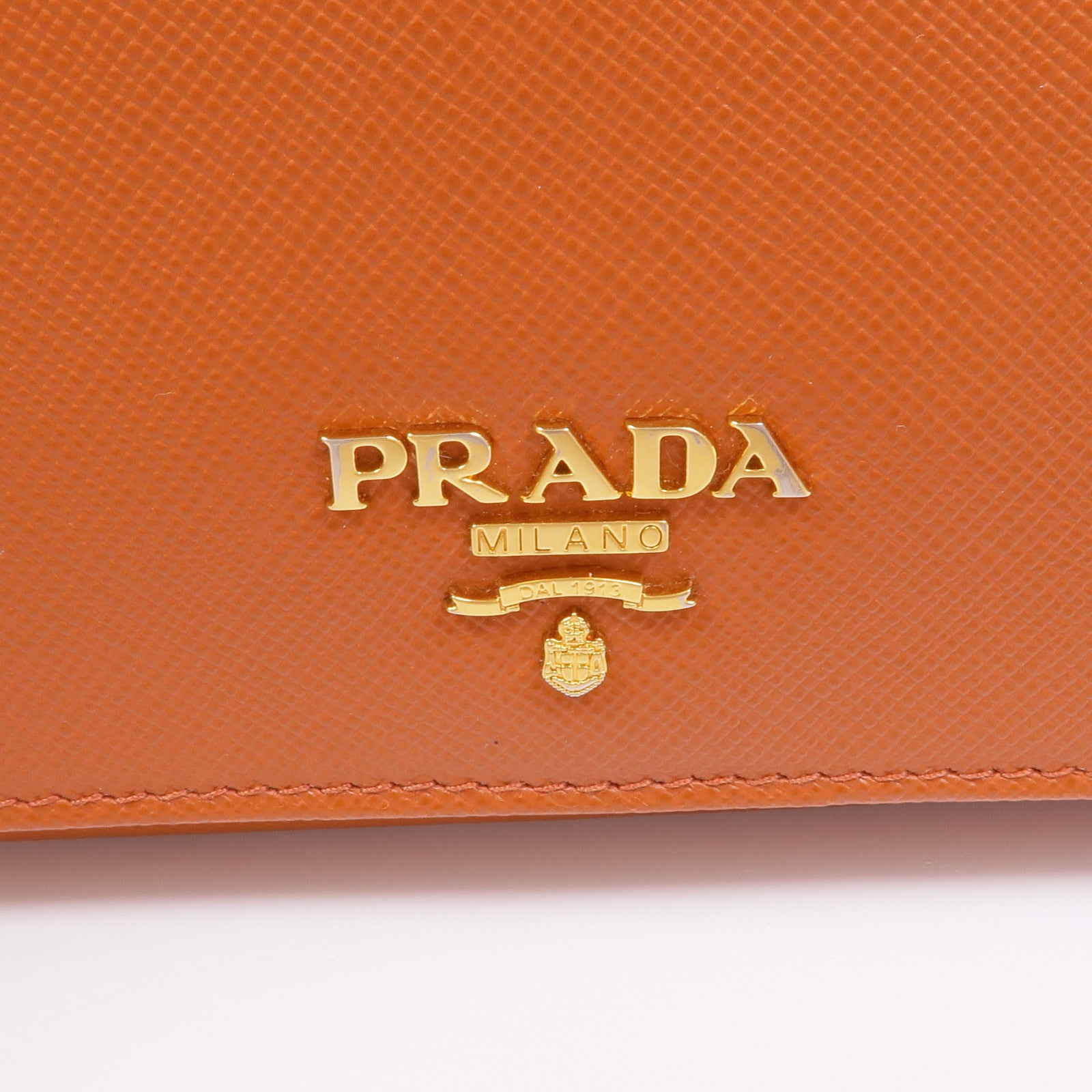PRADA GHW Long Wallet Calfskin Leather Brown