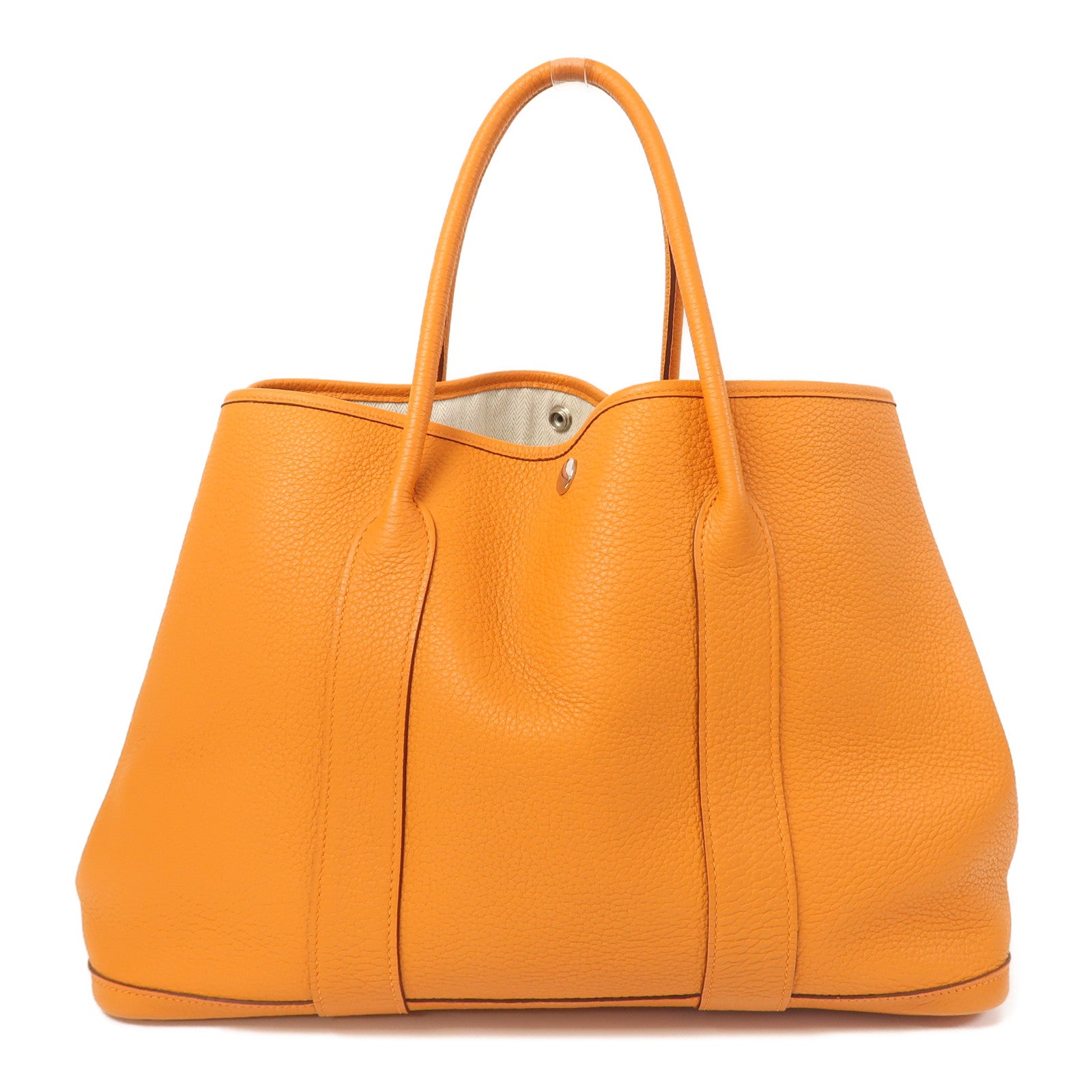 HERMES Negonda皮革GardenParty PM銀扣手挽袋橙色