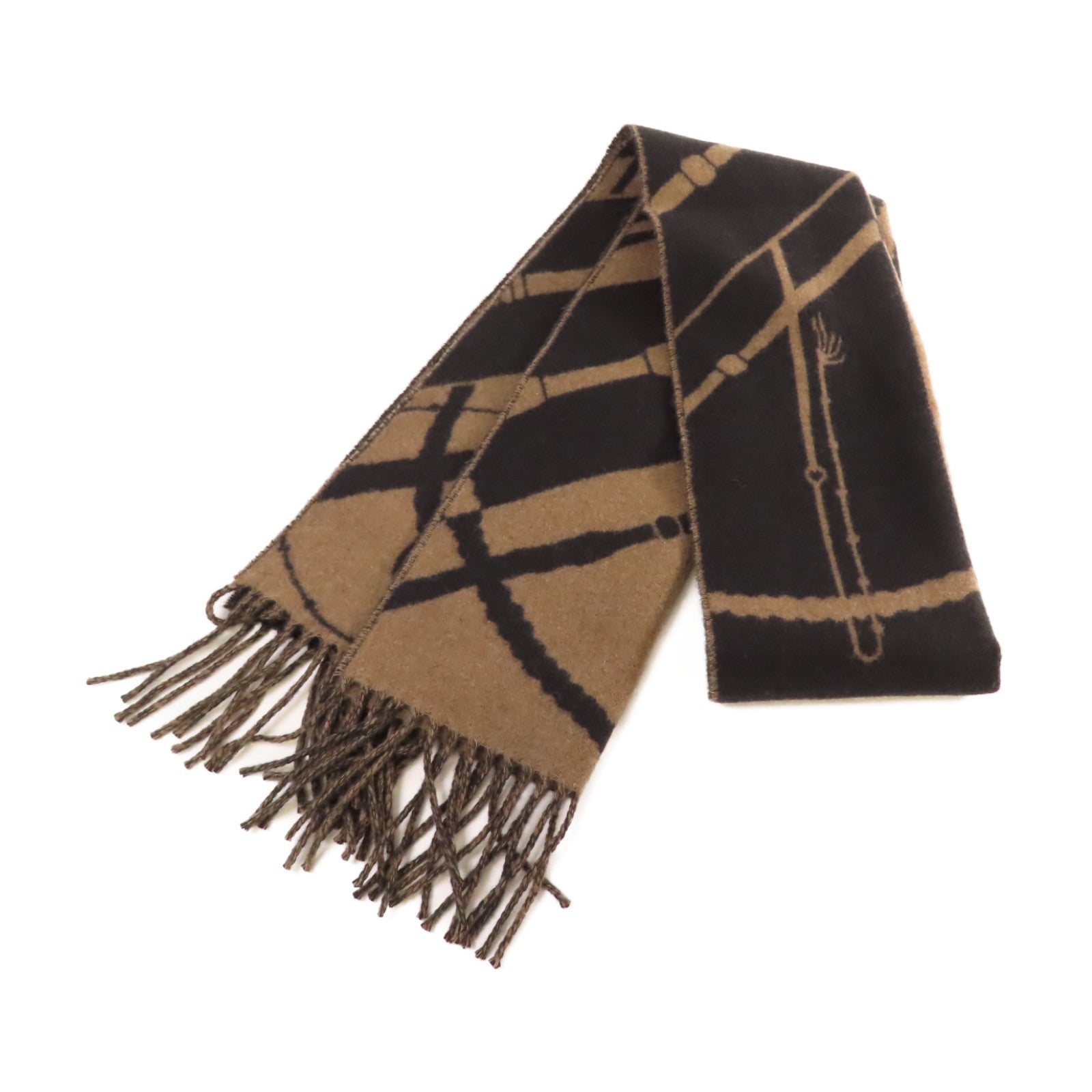 HERMES 【激減優惠】羊絨Scarf圍巾Noir黑色/Etoupe啡色