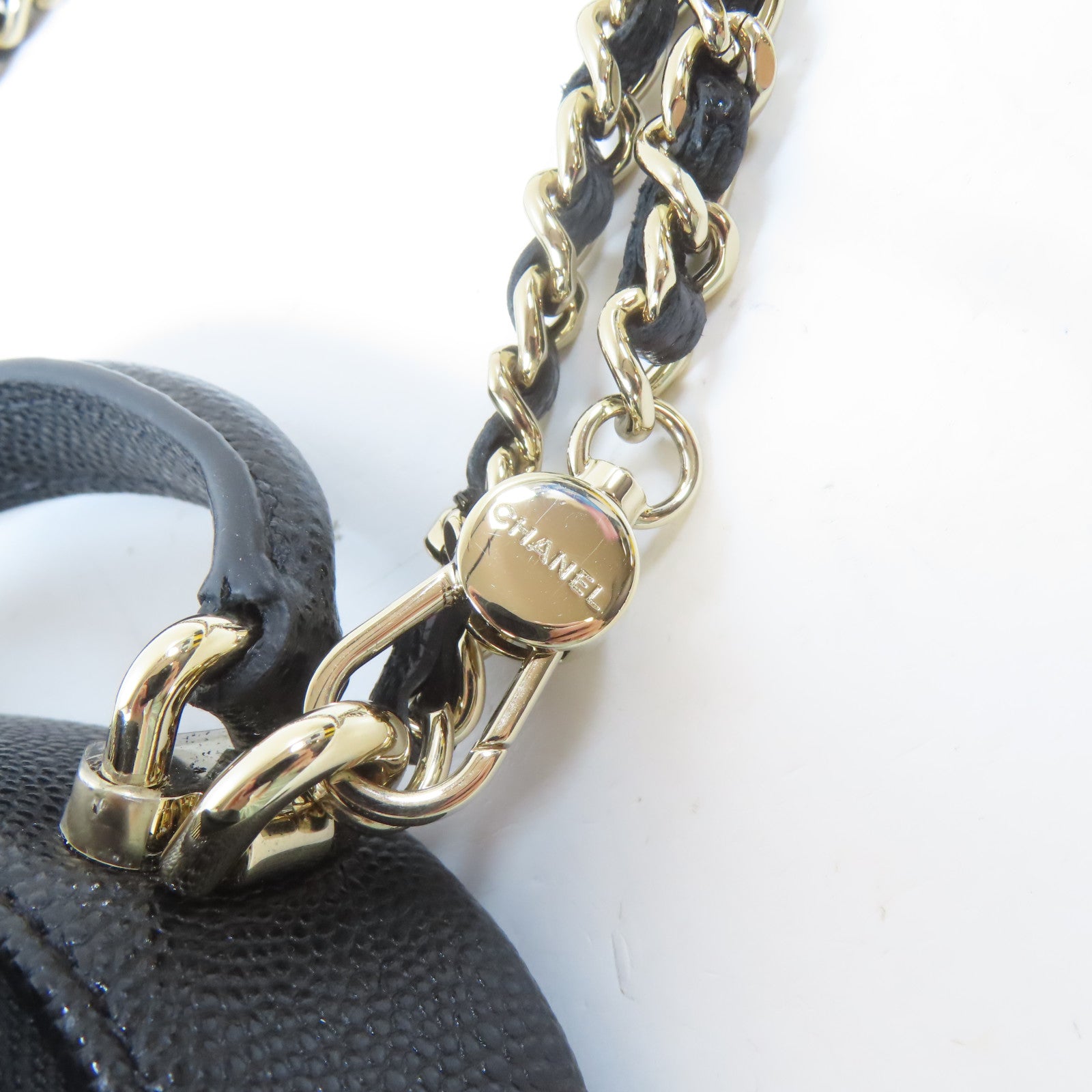 CHANEL 菱格Caviar皮革24C Backpack金扣背包肩背袋兩用黑色
