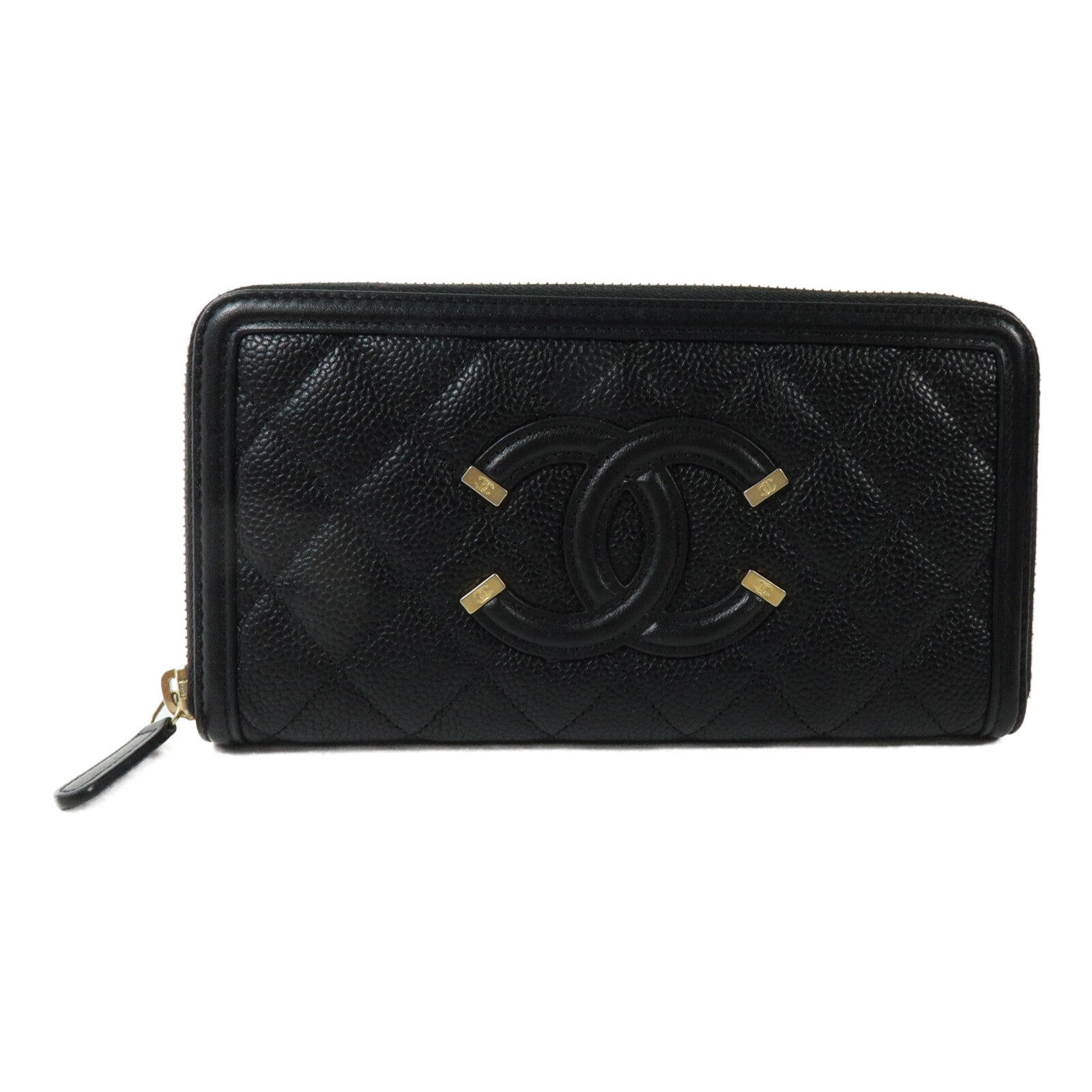 CHANEL 牛皮皮革CC Filigree Zipper Long Wallet長錢包