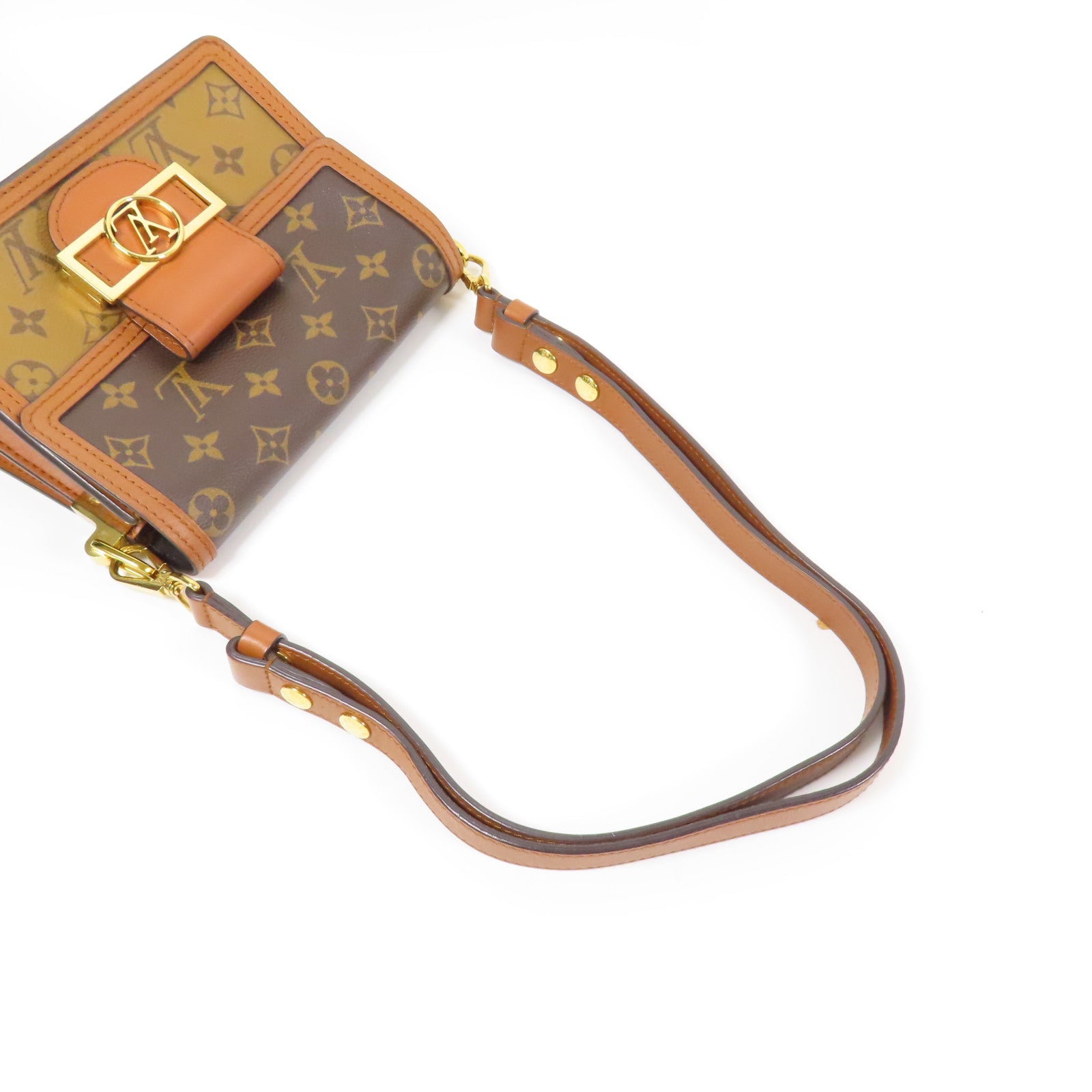 LOUIS VUITTON Monogram Reverse Mini Dauphine金扣肩背袋