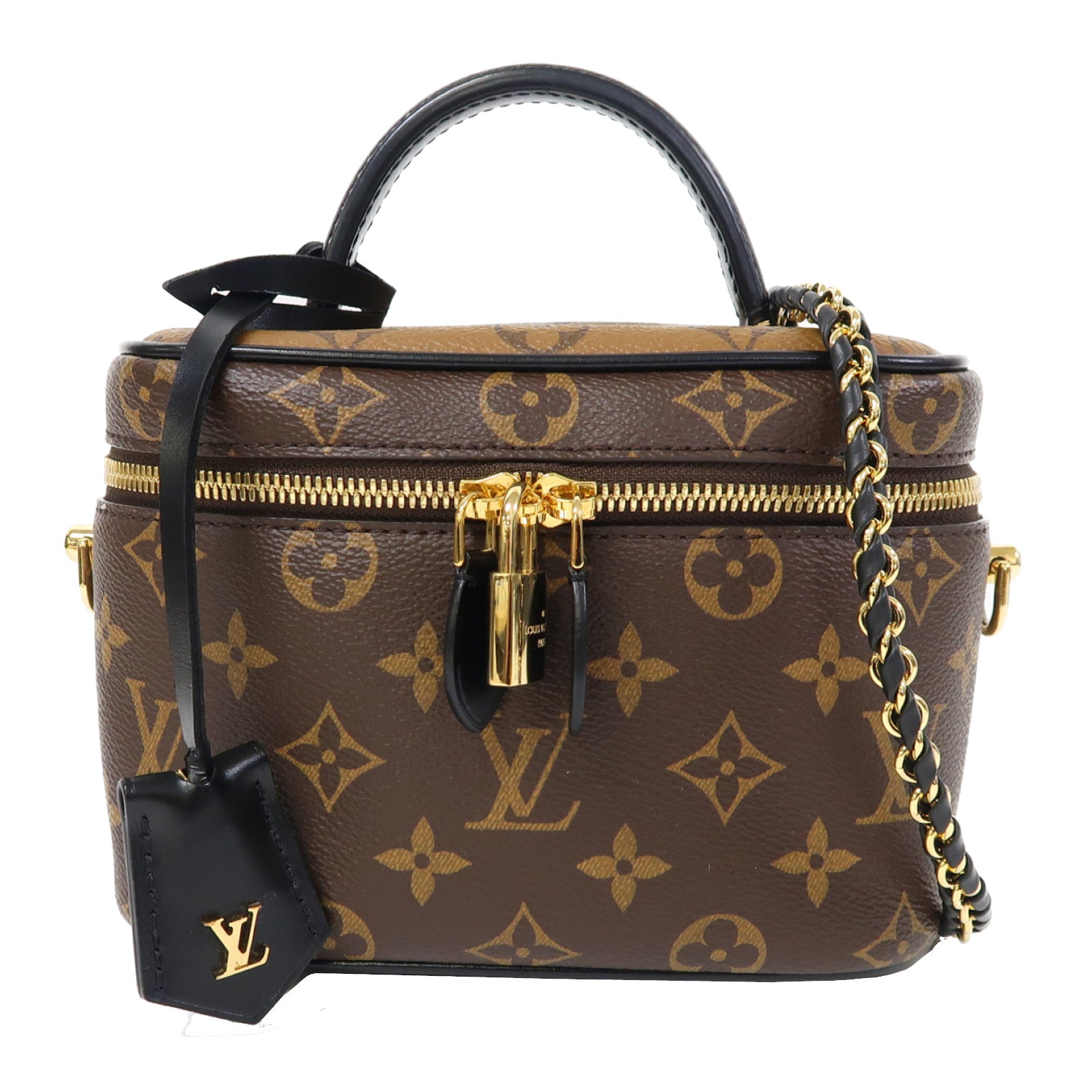 LOUIS VUITTON Monogram Vanity PM金扣手挽肩背兩用袋啡色
