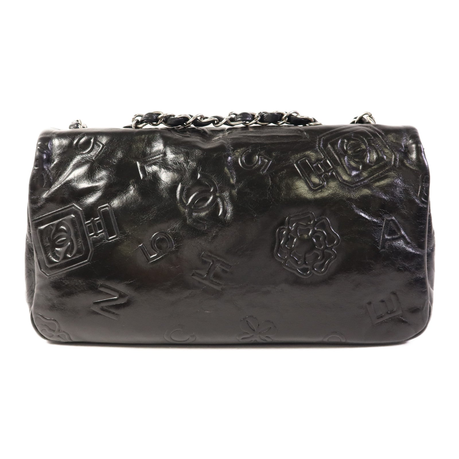 CHANEL 牛皮皮革Chain Shoulder Bag銀扣鏈帶肩背袋