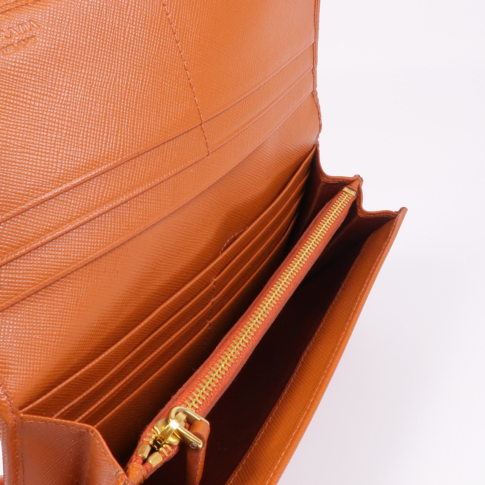 PRADA GHW Long Wallet Calfskin Leather Brown