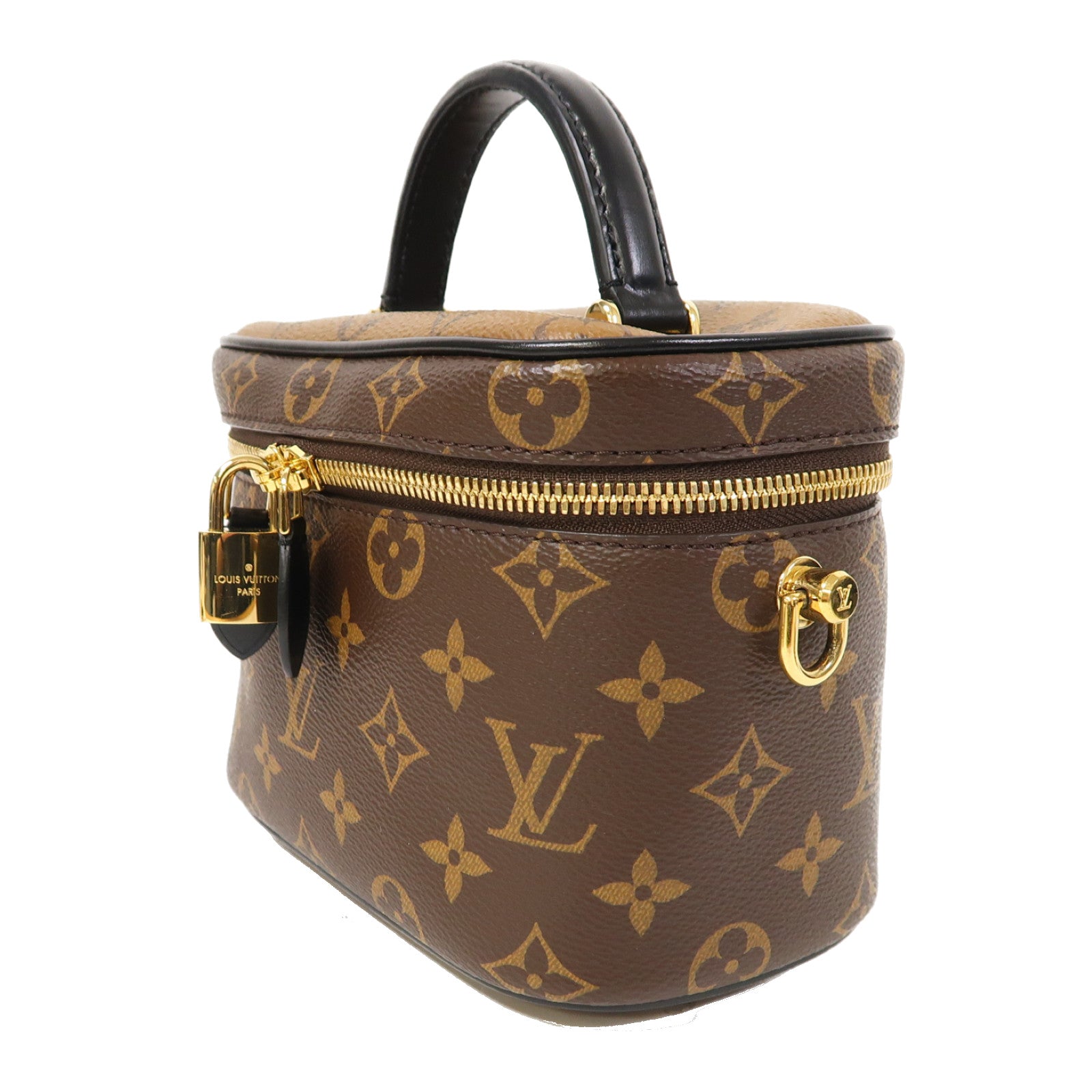 LOUIS VUITTON Monogram Vanity PM金扣手挽肩背兩用袋啡色