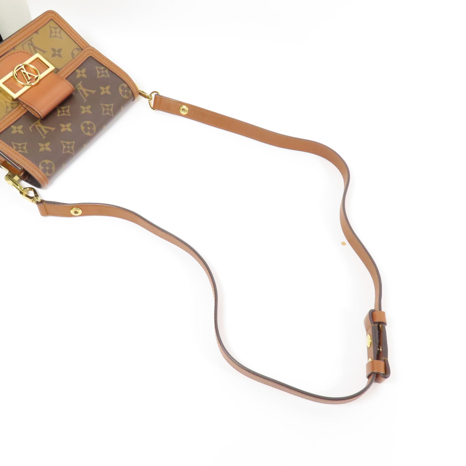 LOUIS VUITTON Monogram Reverse Mini Dauphine金扣肩背袋