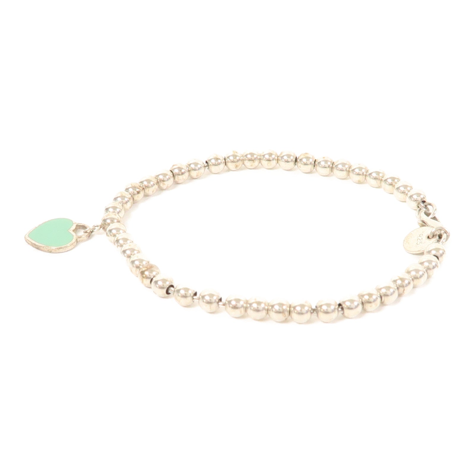 TIFFANY＆CO 925純銀Return to Tiffany Mini Heart Tag Bead Bracelet手鏈