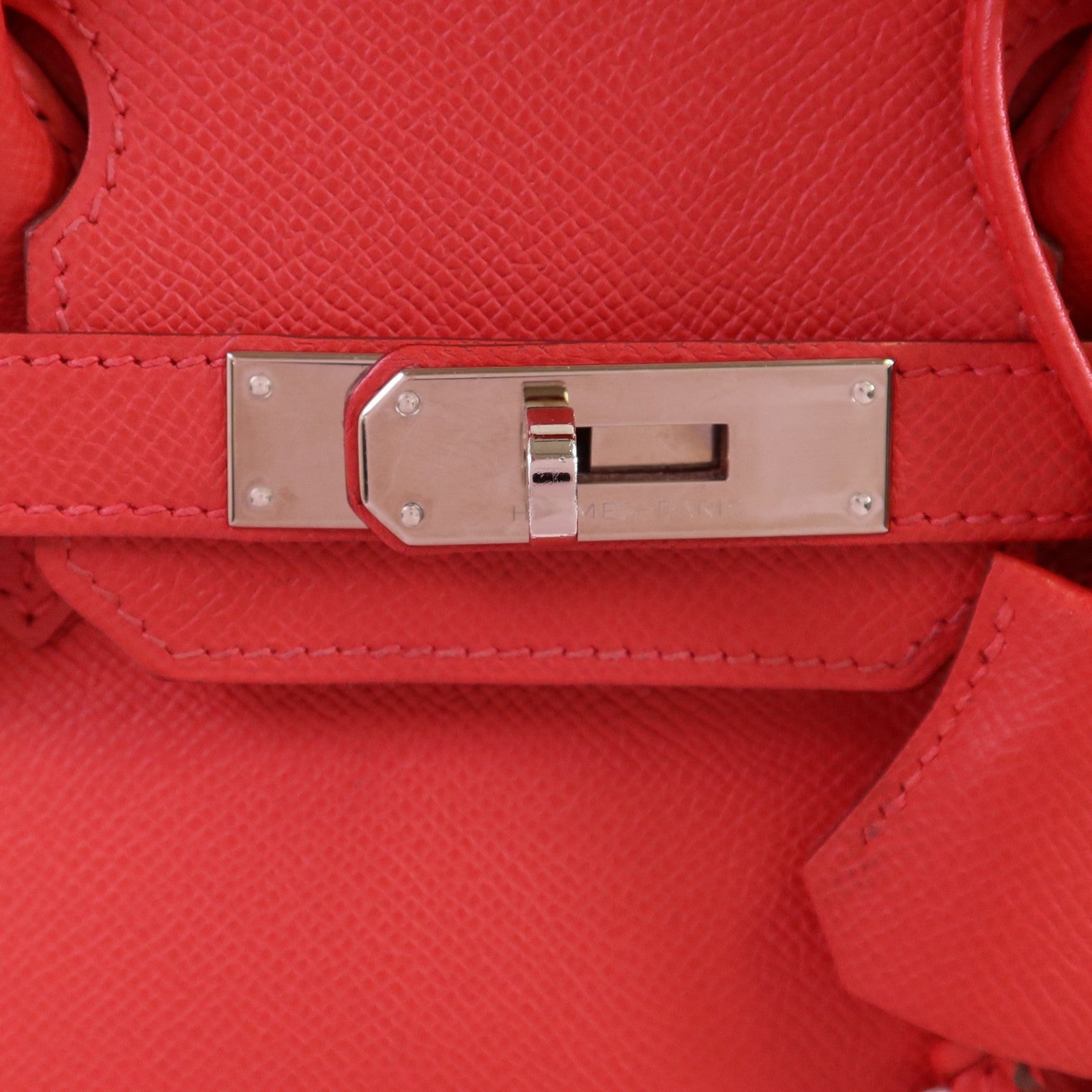 HERMES Epsom皮革Birkin 30銀扣手挽袋紅色
