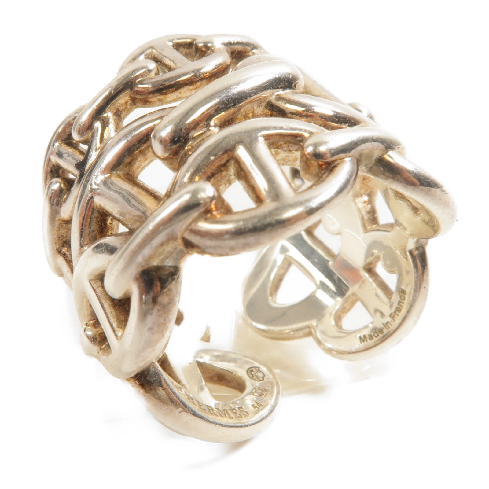 HERMESChain D'ancre Enchainee Ring Silver US#5.75