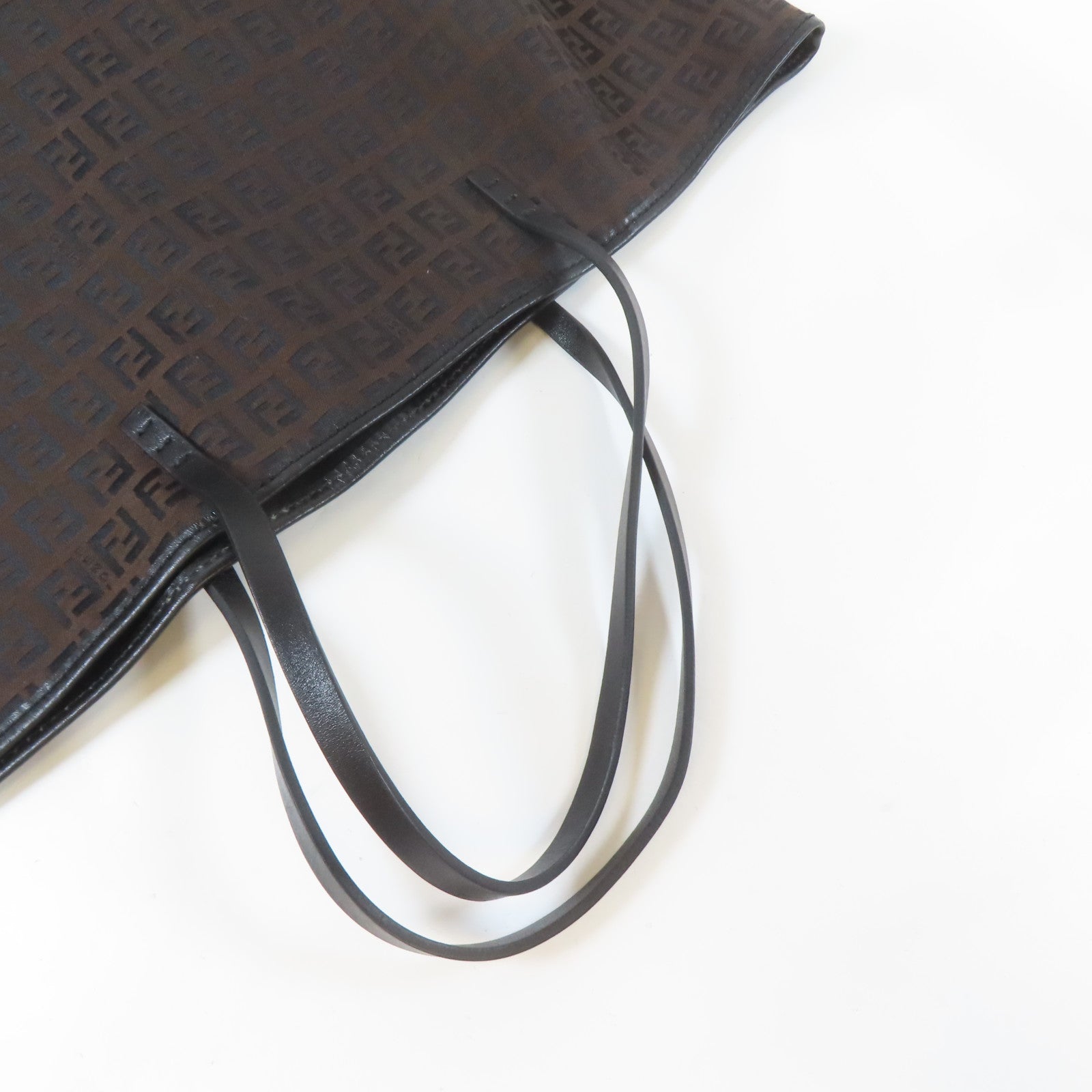 FENDI 帆布Tote Bag銀扣手挽袋啡色