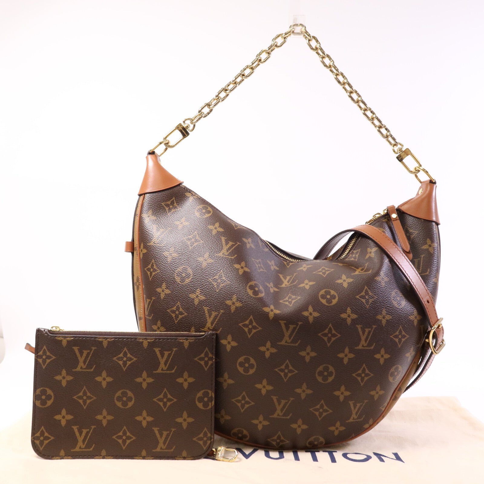 LOUIS VUITTON 【激減優惠】Monogram Reverse Loop Hobo金扣手挽肩背兩用袋棕色