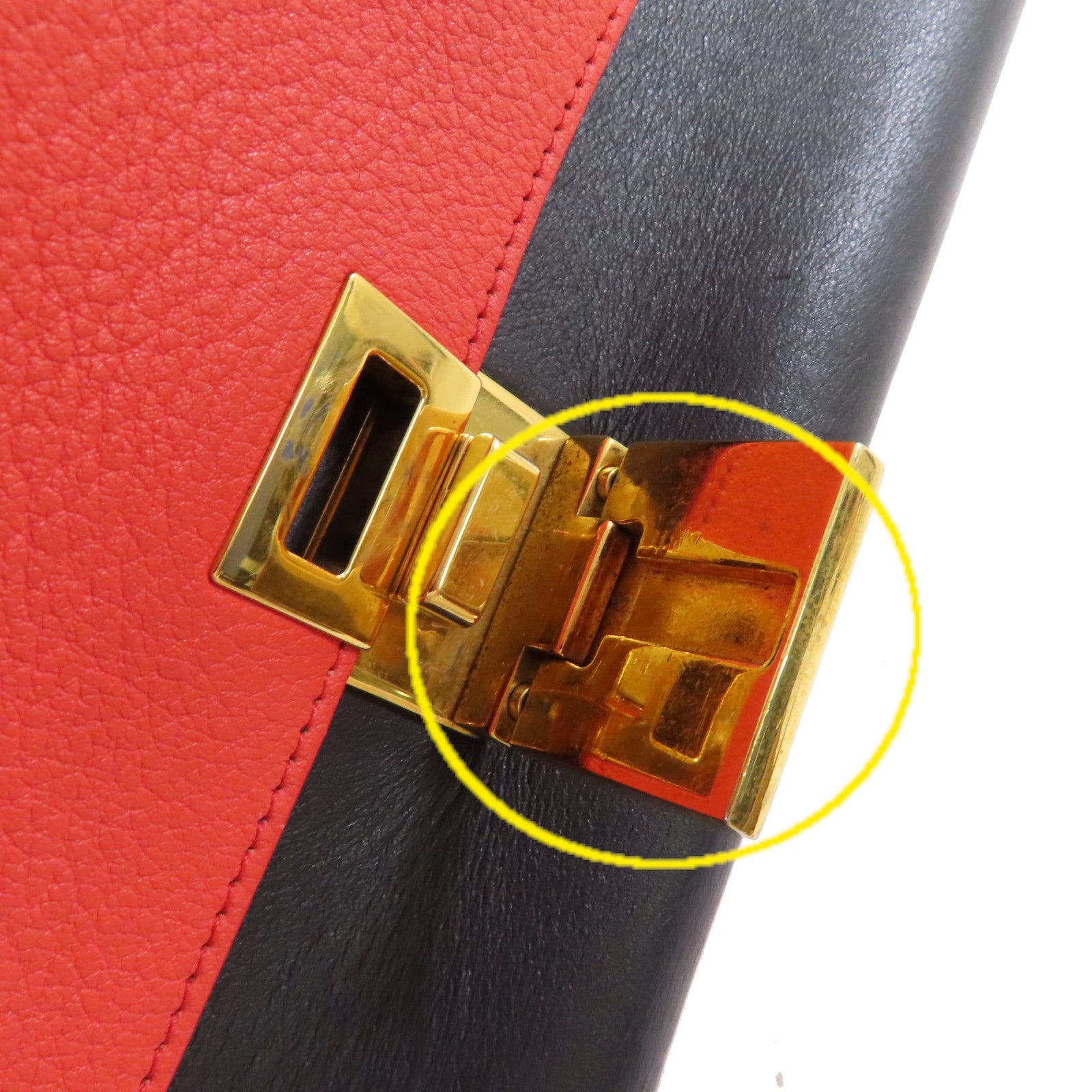 CELINE 牛皮皮革Trapeze 2Way Shoulder Bag金扣手挽肩背兩用袋紅色/黑色/啡色