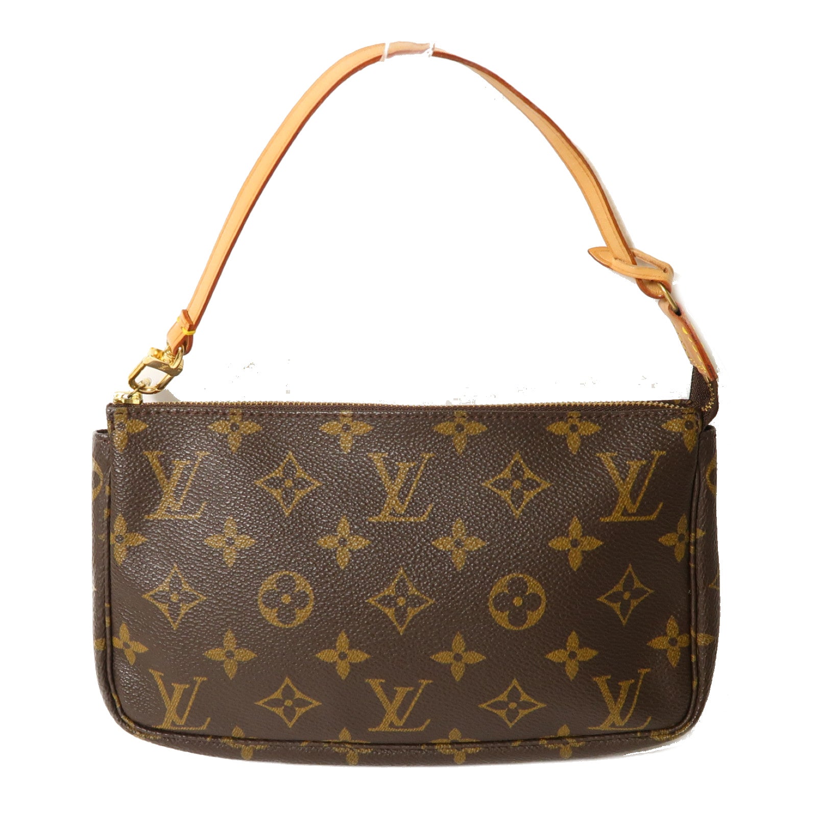 LOUIS VUITTON Monogram Pochette Accessoires金扣手挽袋啡色