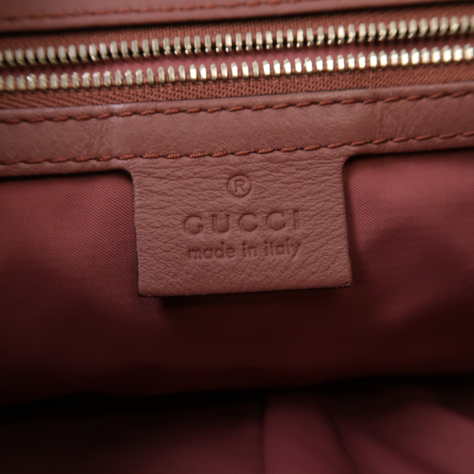 GUCCI 塗層帆布Backpack銀扣背包棕色/粉紅色