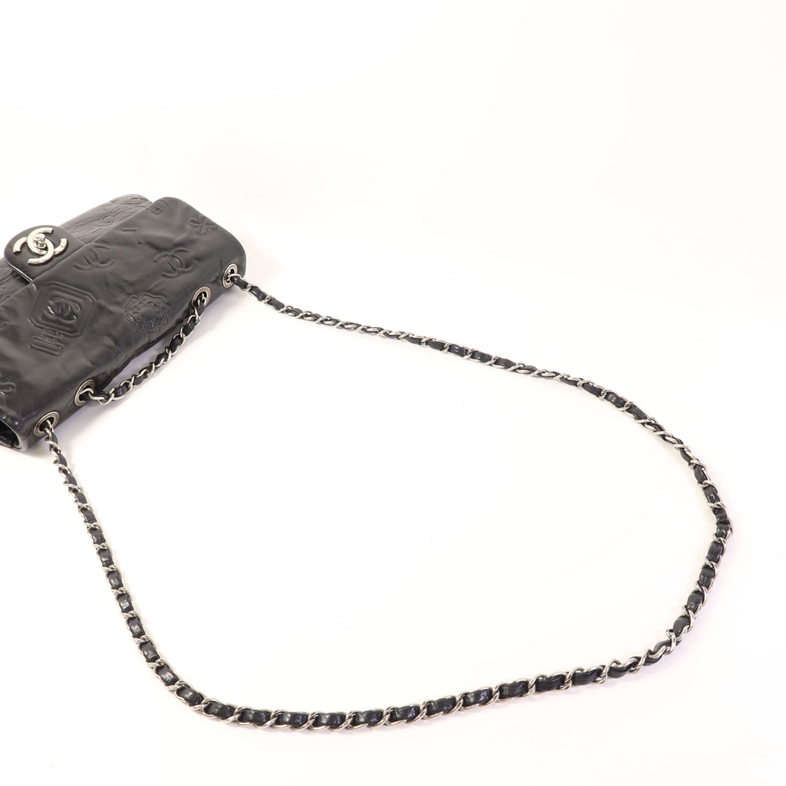 CHANEL 牛皮皮革Chain Shoulder Bag銀扣鏈帶肩背袋