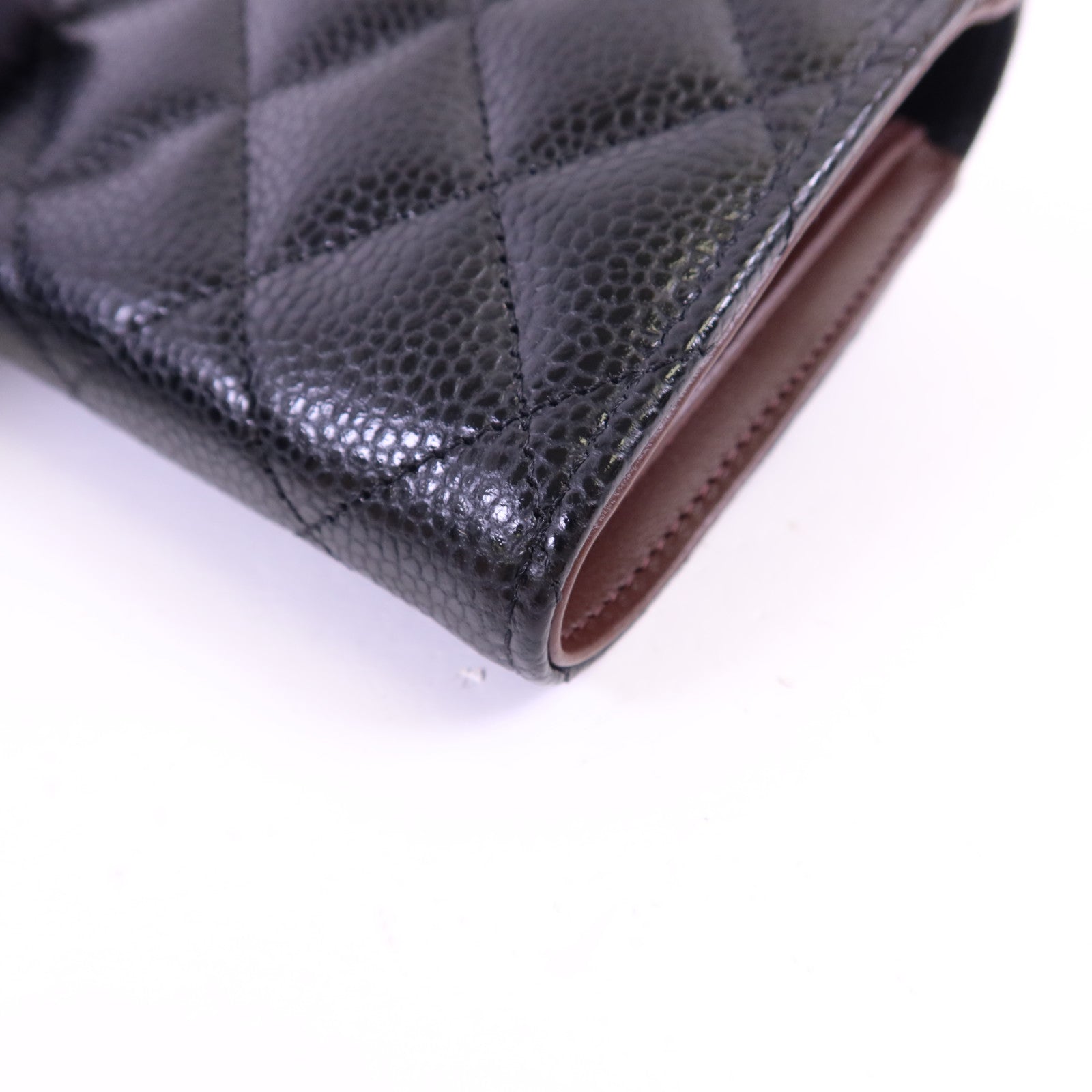 CHANEL 牛皮皮革Matelasse Tri-Fold Wallet金扣長錢包