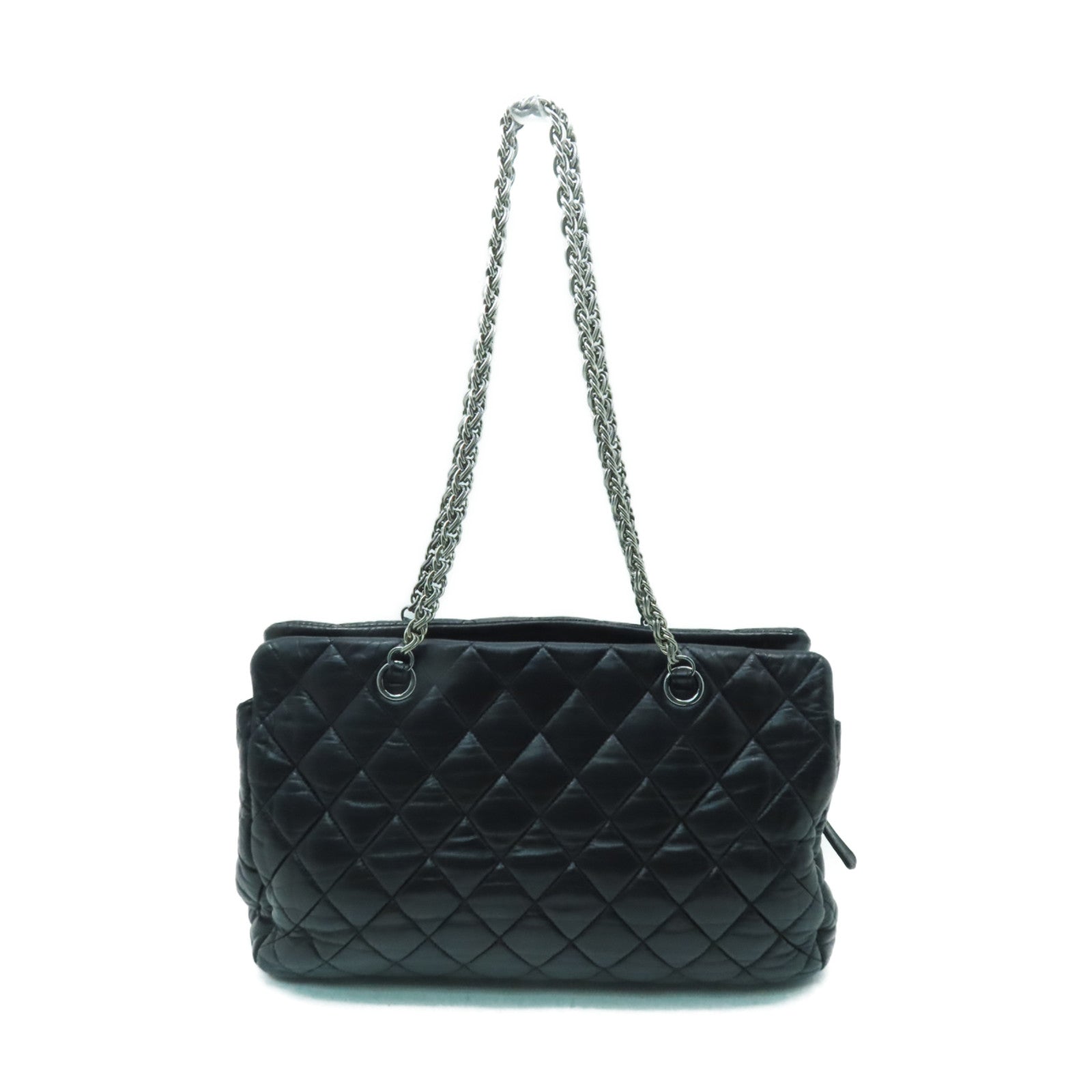 CHANEL 【激減優惠】菱格羊皮皮革Chain Shoulder Bag銀扣鏈帶肩背袋黒色