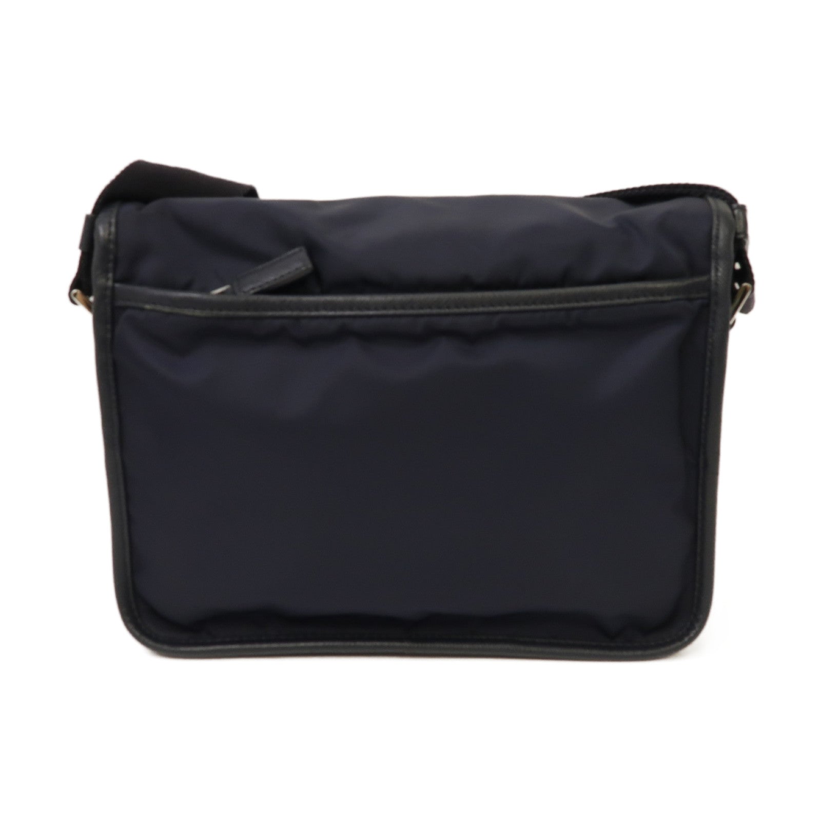 PRADA 尼龍/Saffiano皮革Messenger Bag銀扣肩背袋藍色