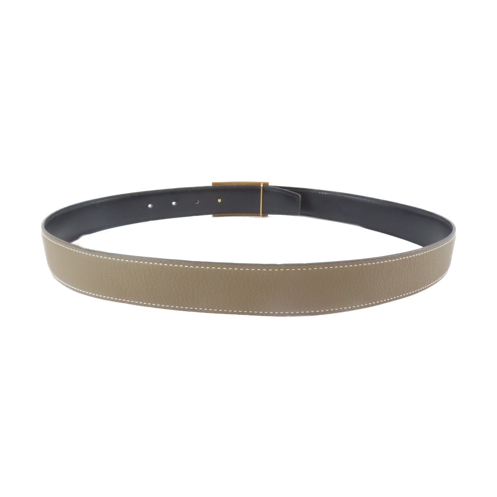 HERMES 【激減優惠】Epsom皮革Belt金扣皮帶灰色