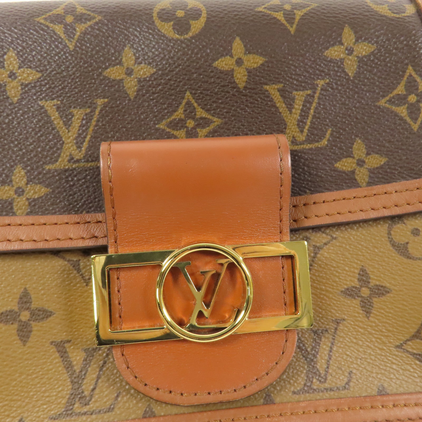 LOUIS VUITTON Monogram Reverse Mini Dauphine金扣肩背袋