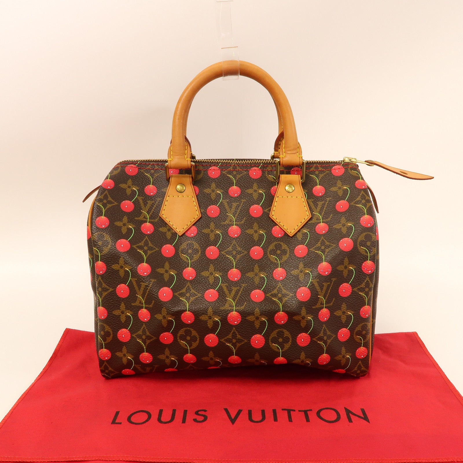 LOUIS VUITTON Monogram Takashi Murakami Speedy 25金扣手挽袋啡色