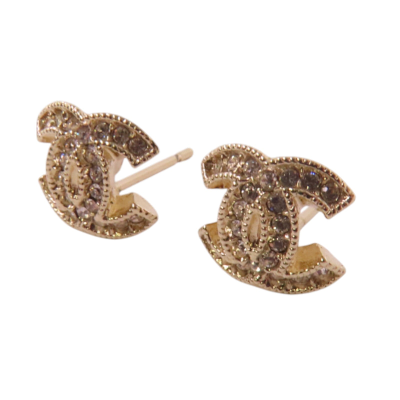 CHANEL 金屬/水鑽CC Earrings金扣耳環
