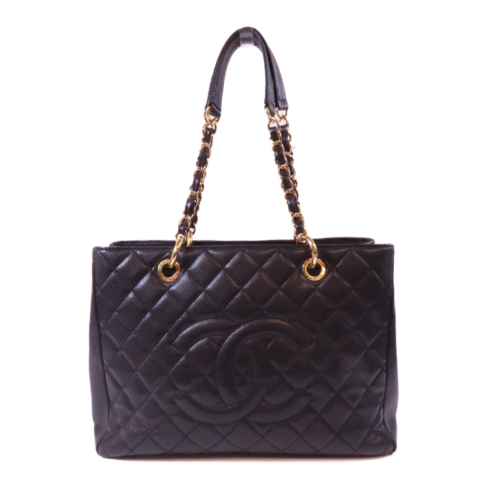 CHANEL 菱格牛皮皮革GST Grand Shopping Tote金扣手挽袋黑色