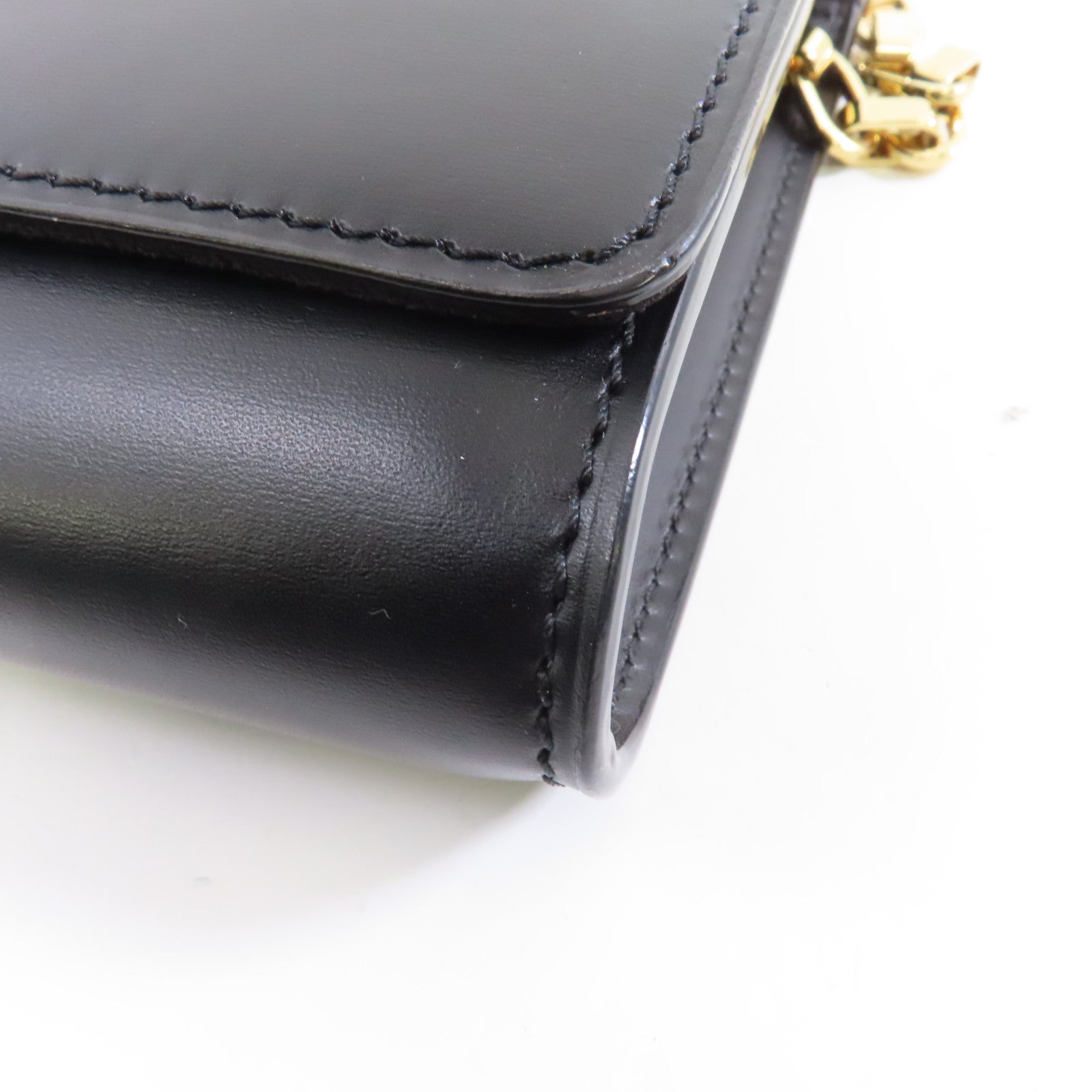 LOUIS VUITTON 牛皮皮革Chain Louise金扣鏈帶肩背袋黑色