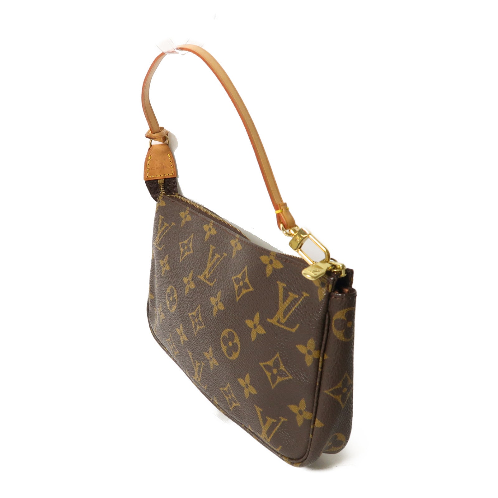 LOUIS VUITTON Monogram Pochette Accessoires金扣手挽袋啡色