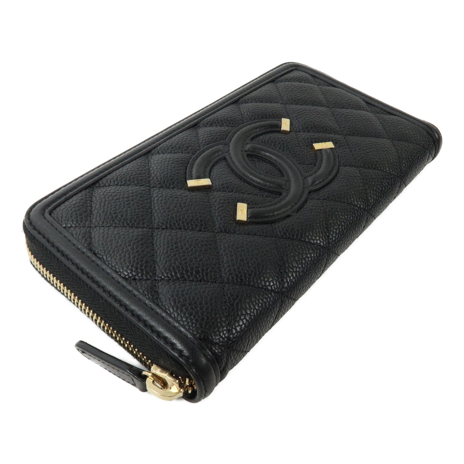 CHANEL 牛皮皮革CC Filigree Zipper Long Wallet長錢包
