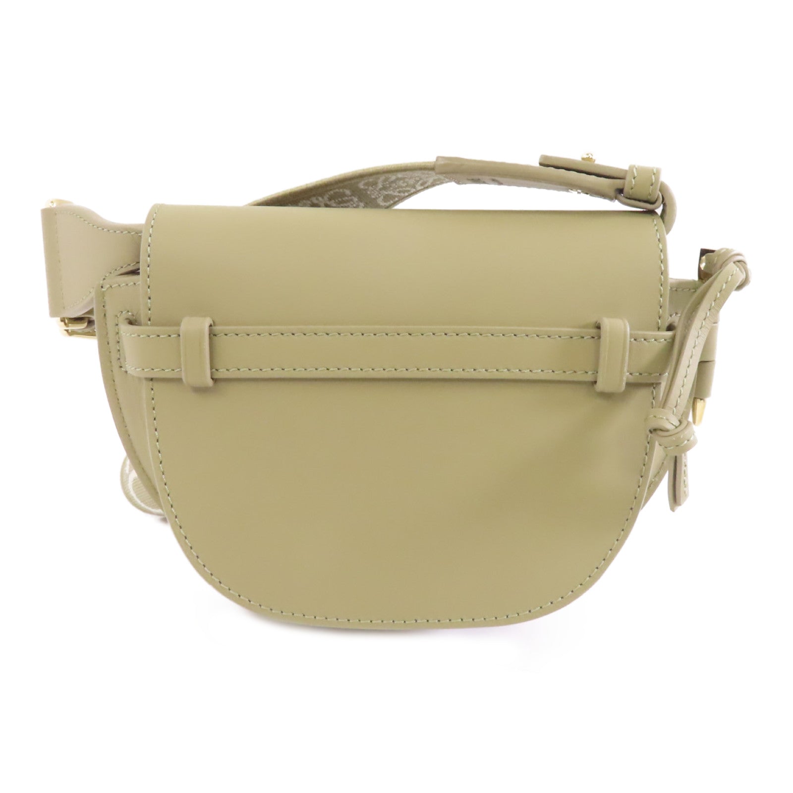 LOEWE 牛皮皮革Mini Gate金扣肩背袋米色