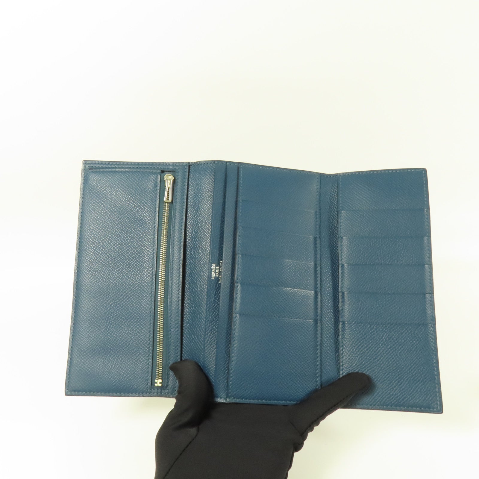 HERMES 【激減優惠】Epsom皮革Bearn Trifold Wallet銀扣長錢包