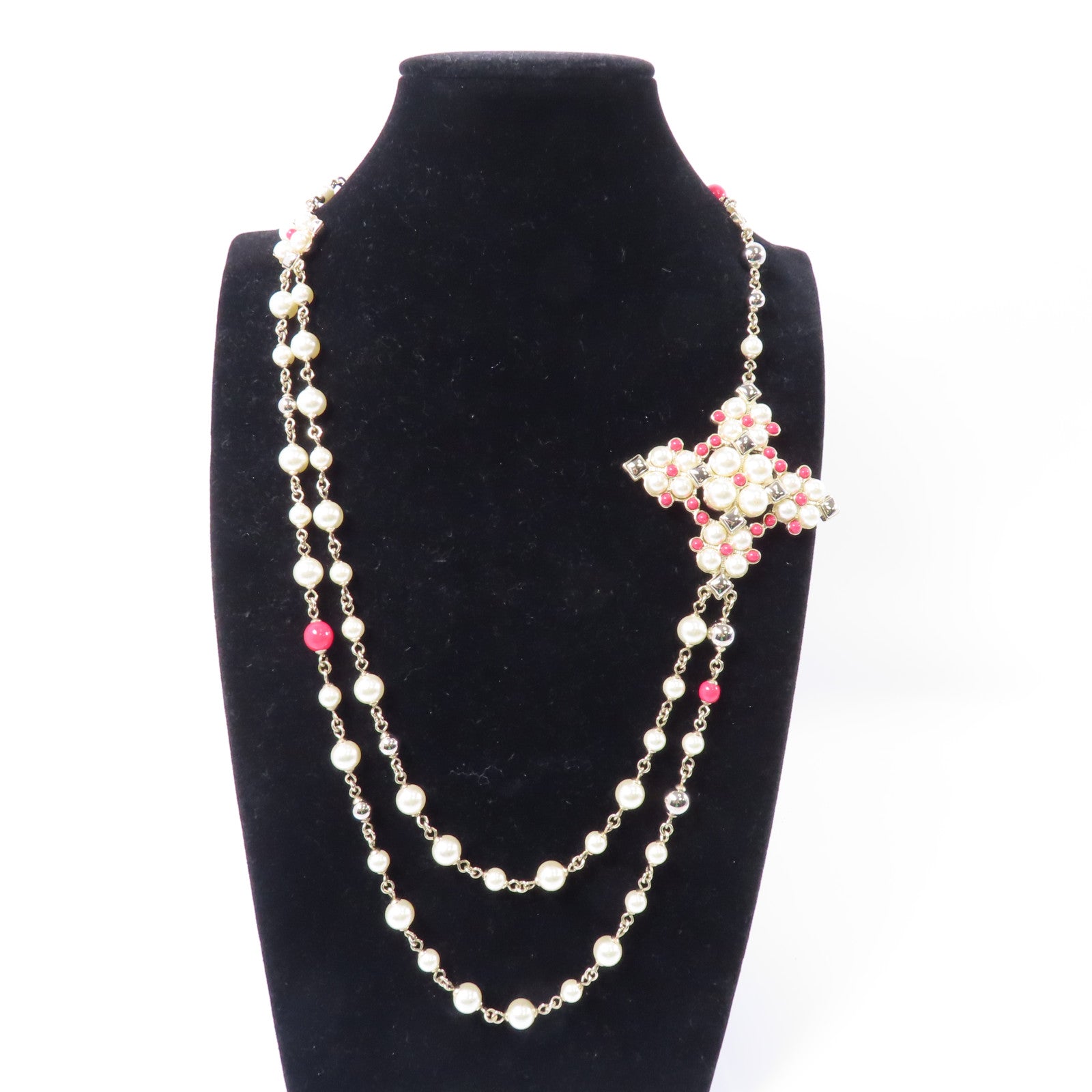 CHANEL 金屬Necklace項鍊白色/紅色/金色