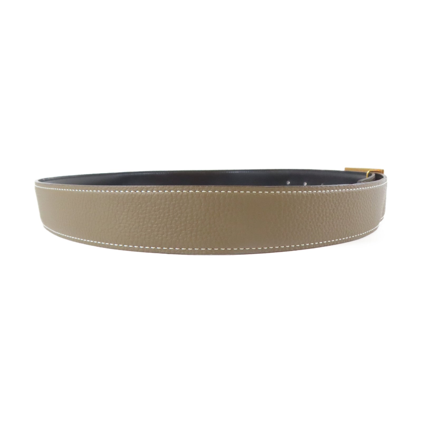 HERMES 【激減優惠】Epsom皮革Belt金扣皮帶灰色