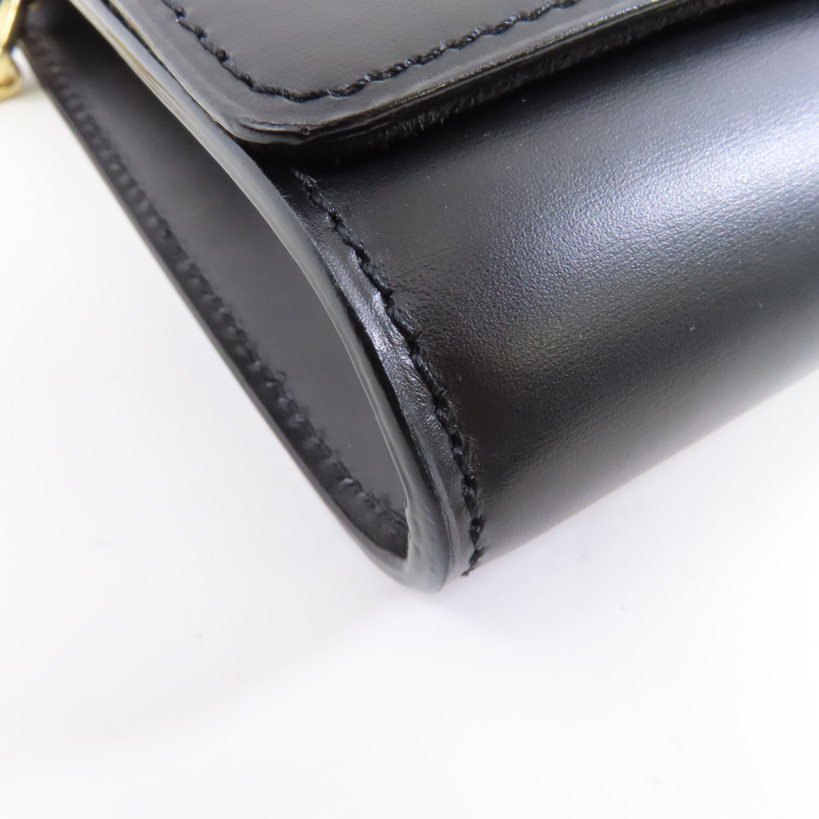 LOUIS VUITTON 牛皮皮革Chain Louise金扣鏈帶肩背袋黑色