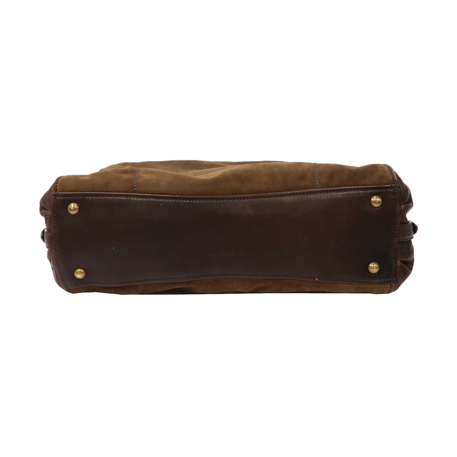 Miu Miu 麂皮皮革/牛皮皮革Shoulder Bag金扣肩背袋啡色