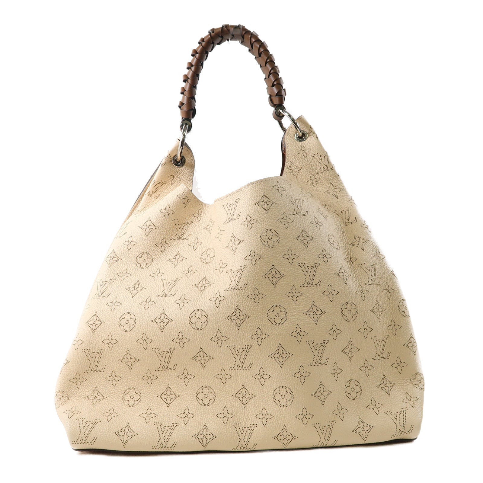LOUIS VUITTON Mahina Carmel Mahina銀扣肩背袋米色