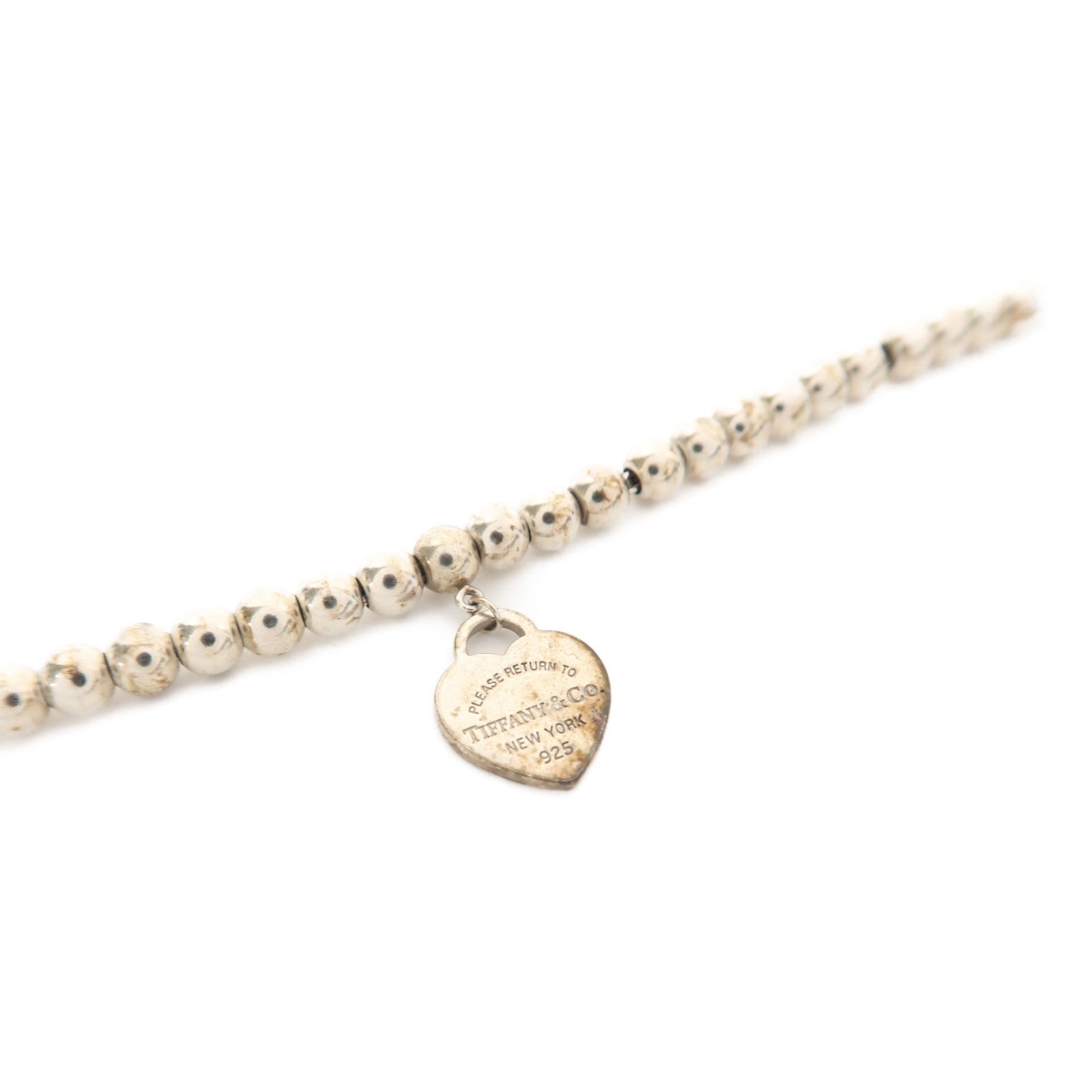TIFFANY＆CO 925純銀Return to Tiffany Mini Heart Tag Bead Bracelet手鏈