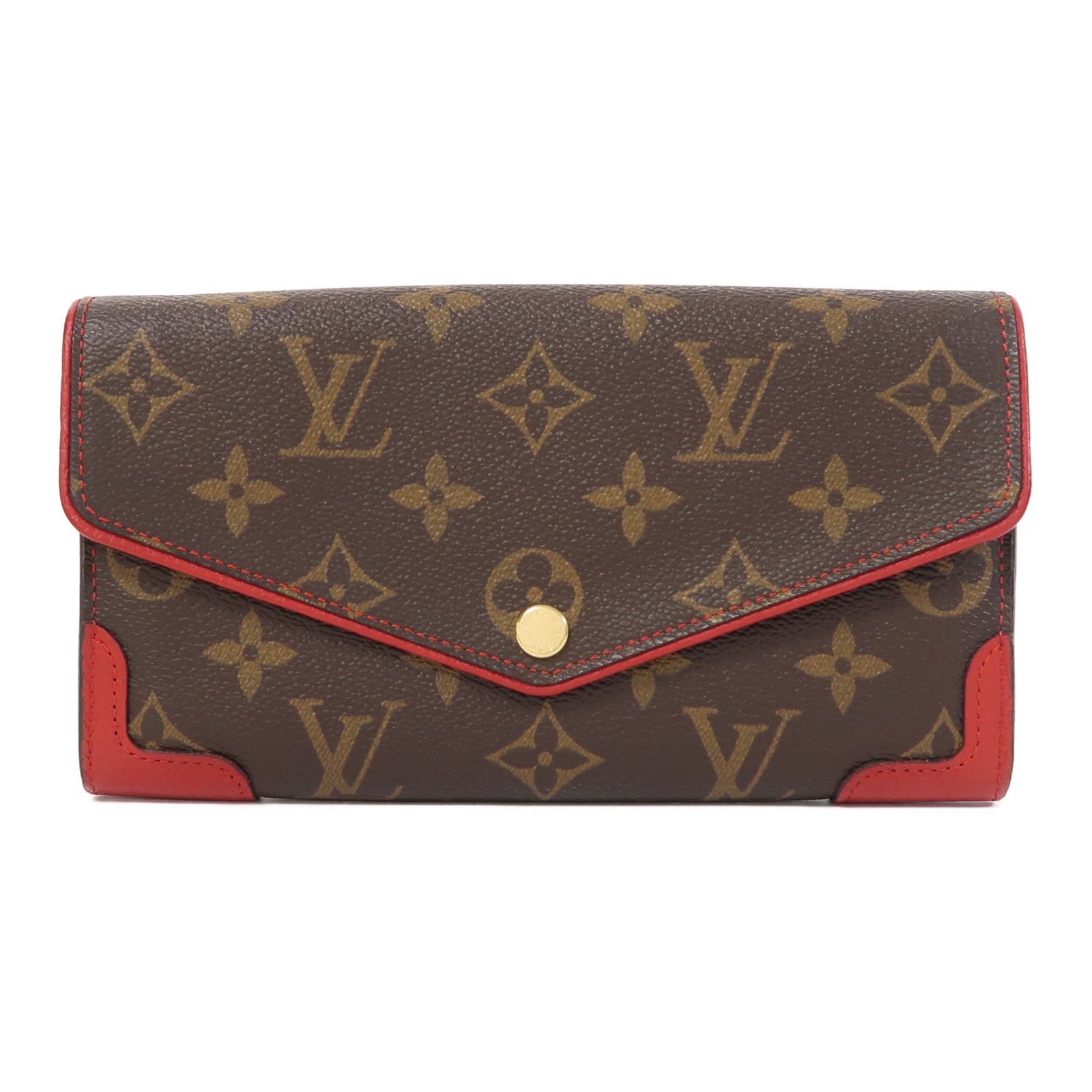LOUIS VUITTON Monogram Sarah金扣長錢包啡色
