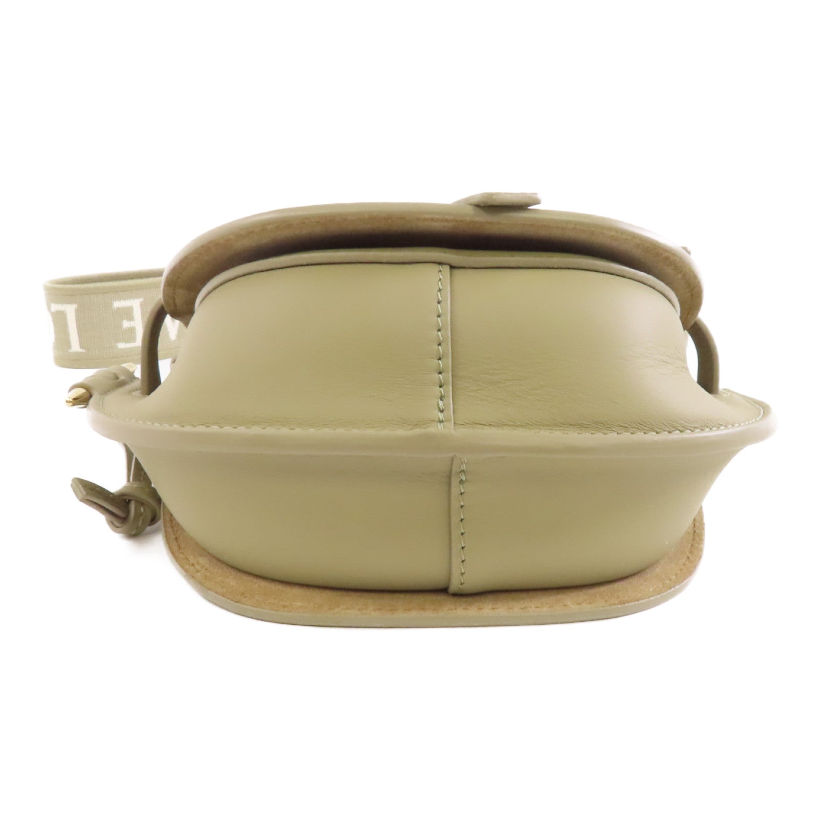 LOEWE 牛皮皮革Mini Gate金扣肩背袋米色