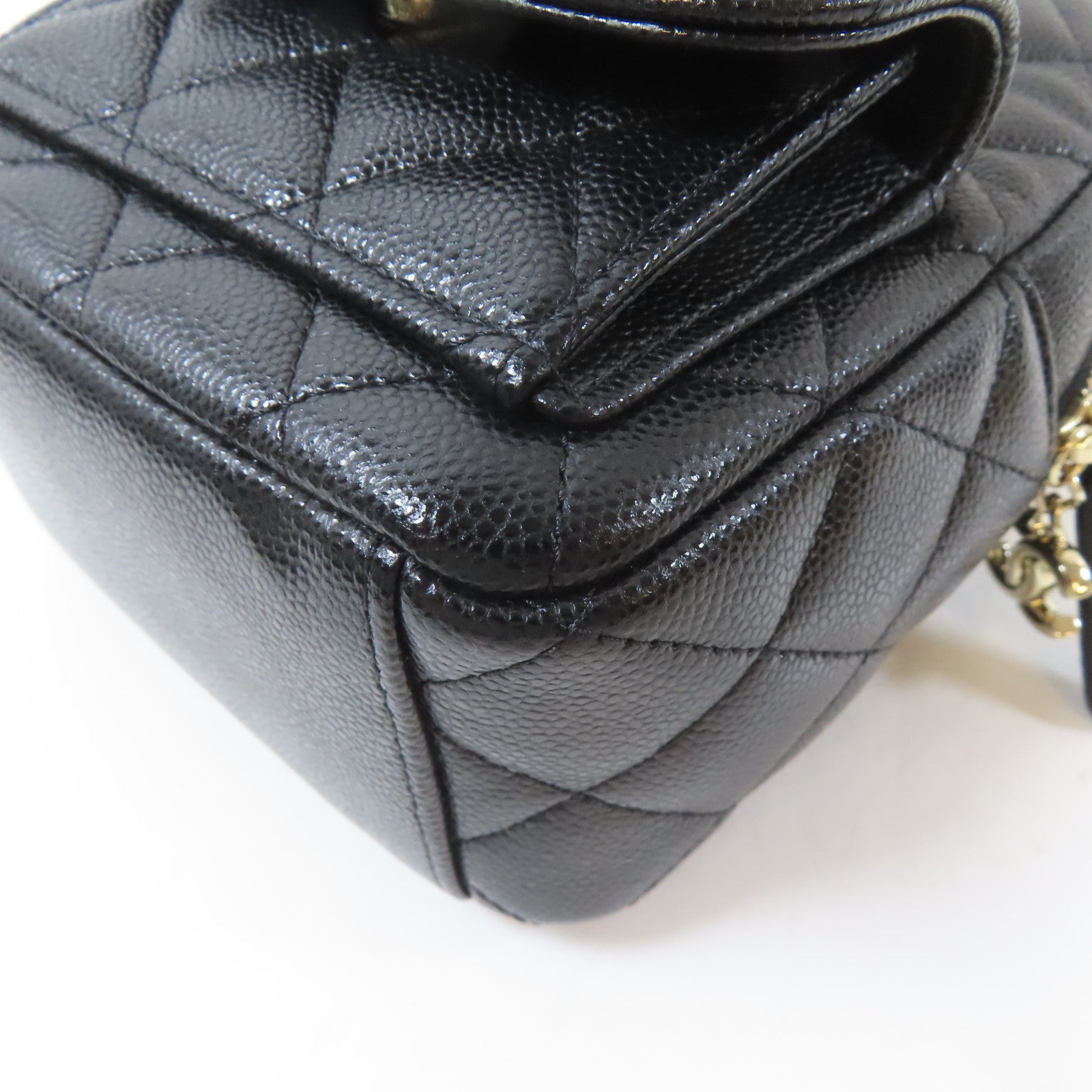 CHANEL 菱格Caviar皮革24C Backpack金扣背包肩背袋兩用黑色
