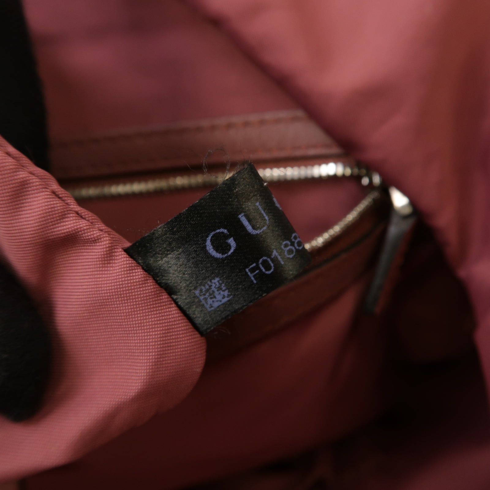 GUCCI 塗層帆布Backpack銀扣背包棕色/粉紅色