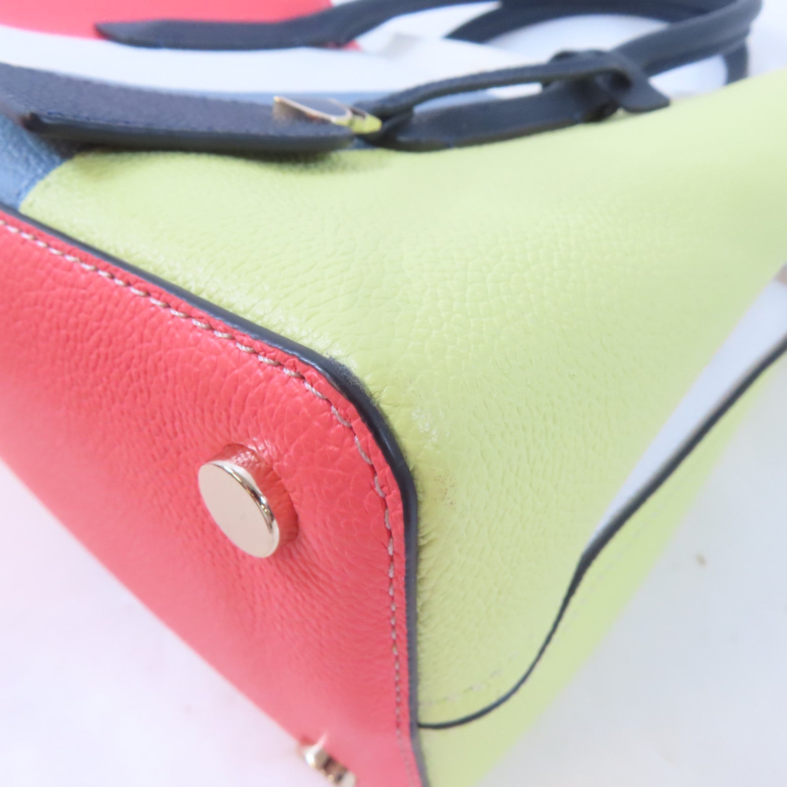 Kate Spade 牛皮皮革2Way Shoulder Bag銀扣手挽肩背兩用袋白色/粉橙色/黃色/淺藍色